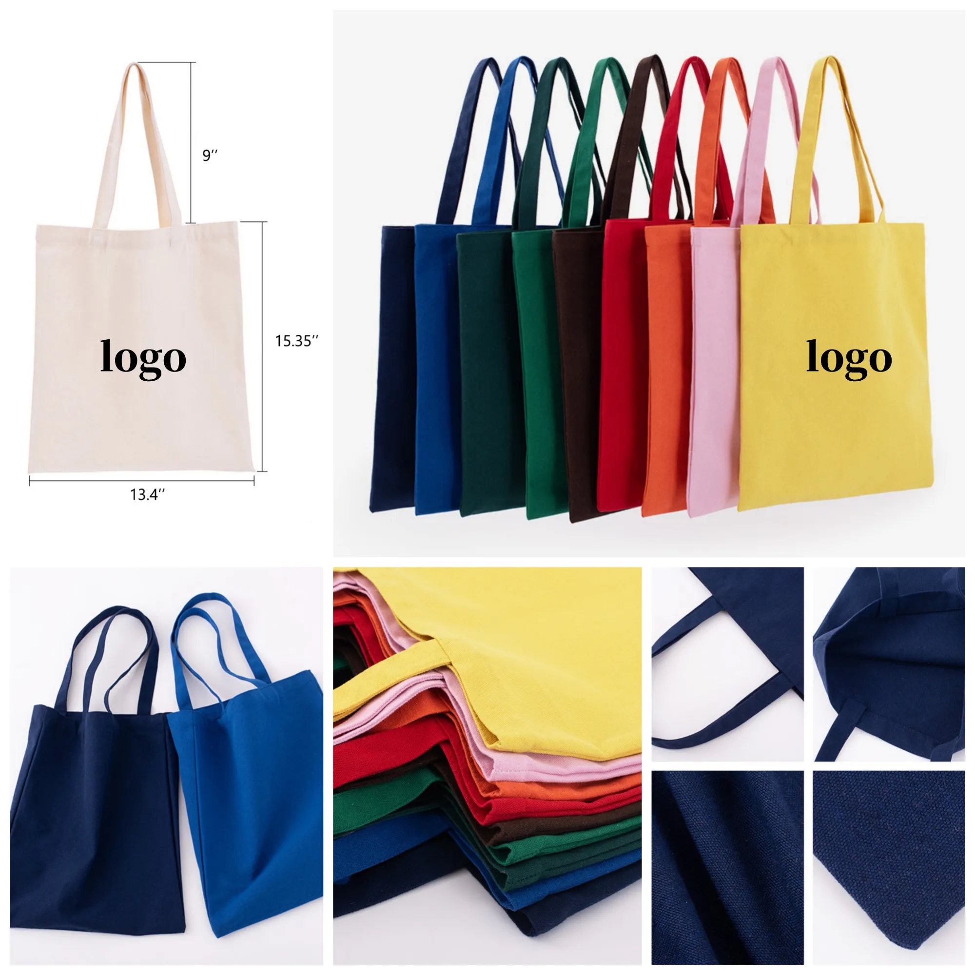 Economical Cotton Tote Bags Lightweight Medium, custom tote bag with logo imprint 6