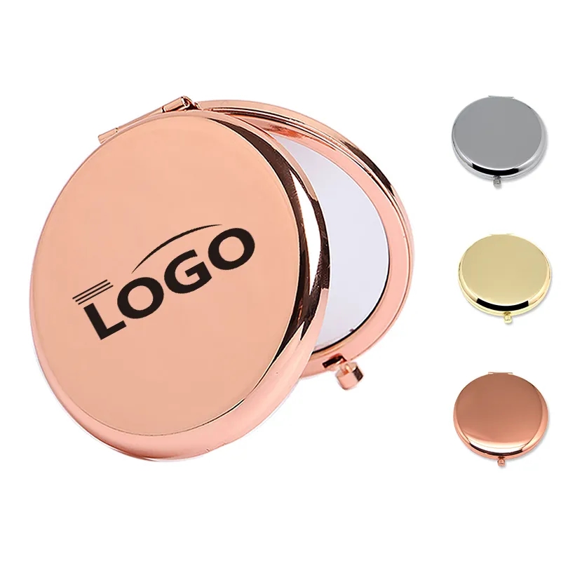 2.56" x 2.56" Round Metal Cosmetic Pocket Mirror 2