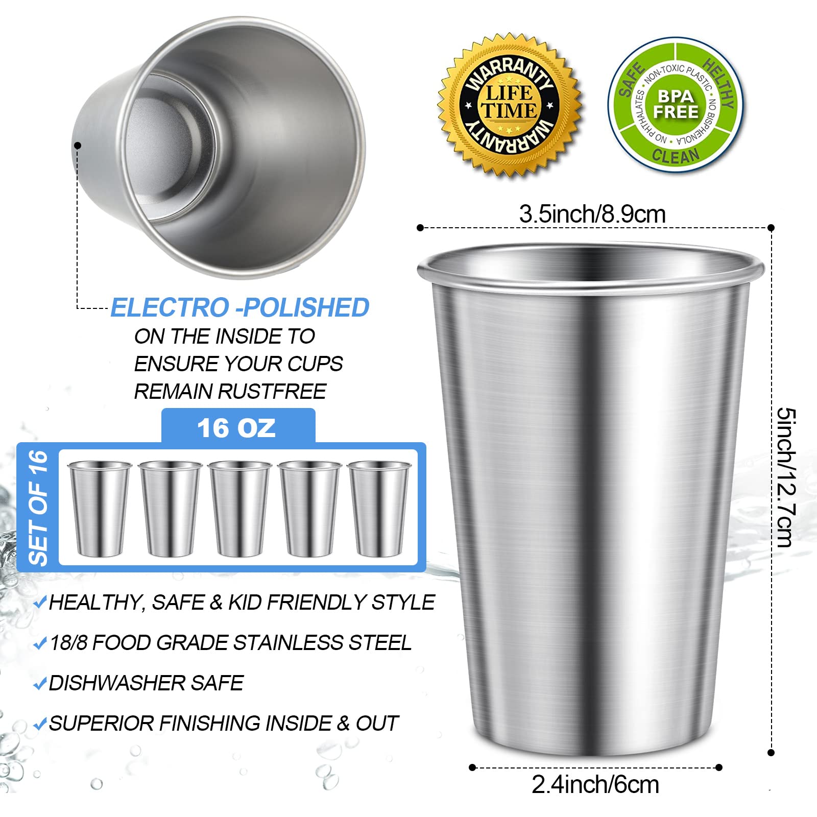 16 Oz Single Wall Stainless Steel Cup 4