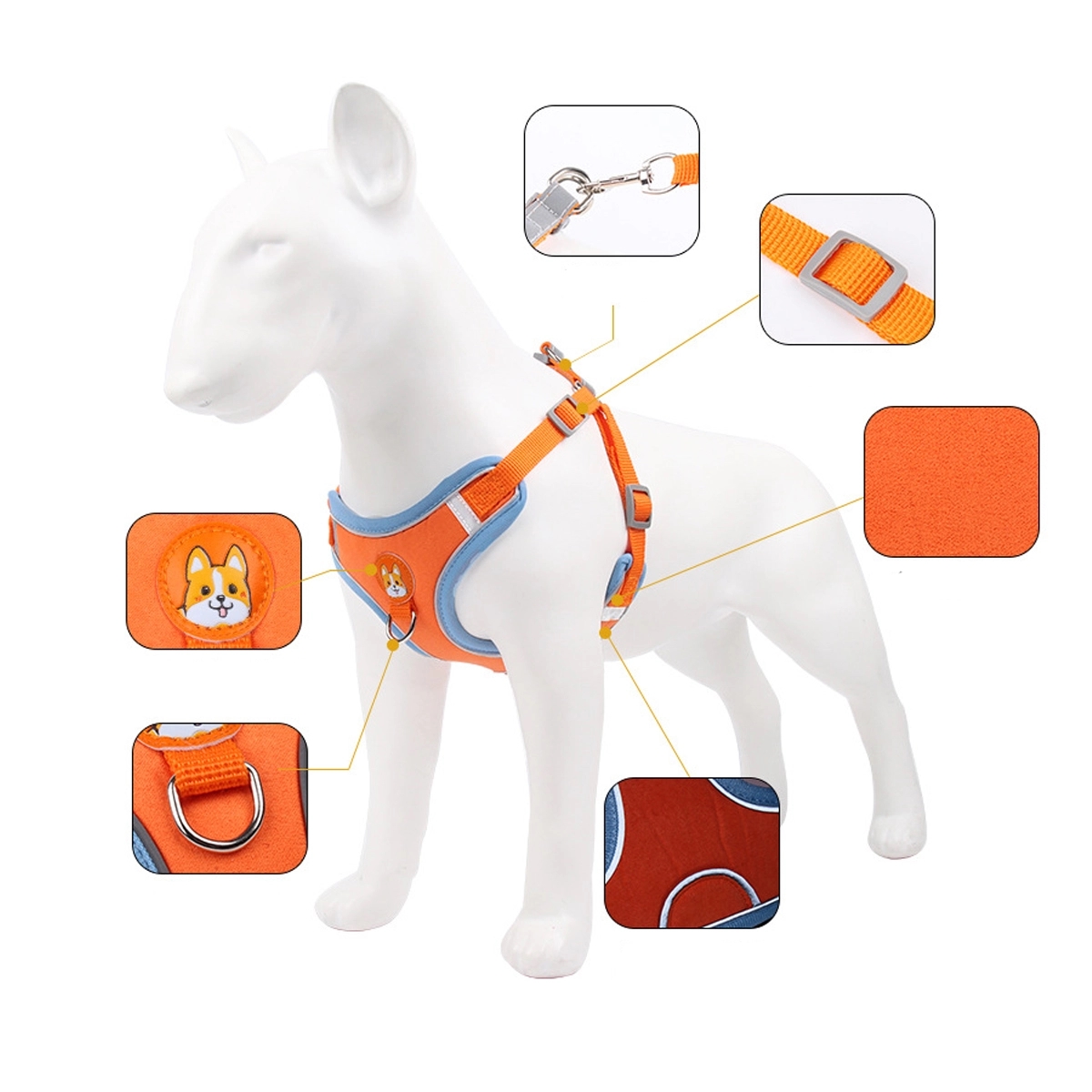 Breathable Mesh Vest Harness With Reflective Soft Padded 4