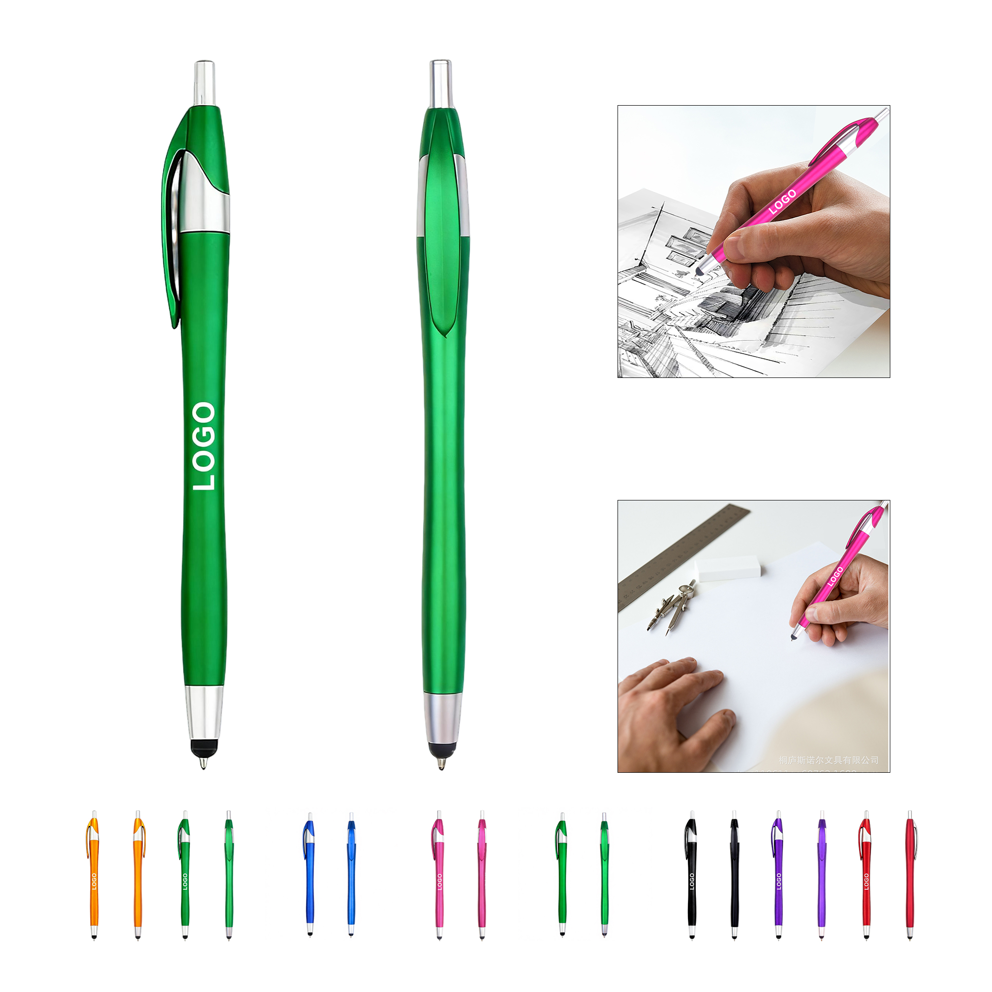 Two In One Plastic Stylus Ballpoint Pen 5.91" 1