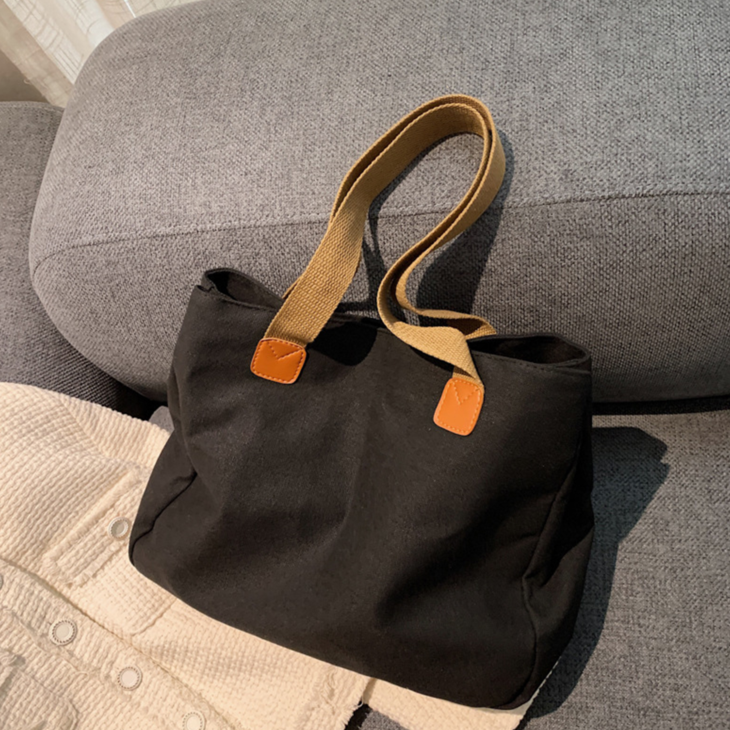 Canvas Large Capacity Vintage Tote Bag, custom tote bag with logo imprint 4
