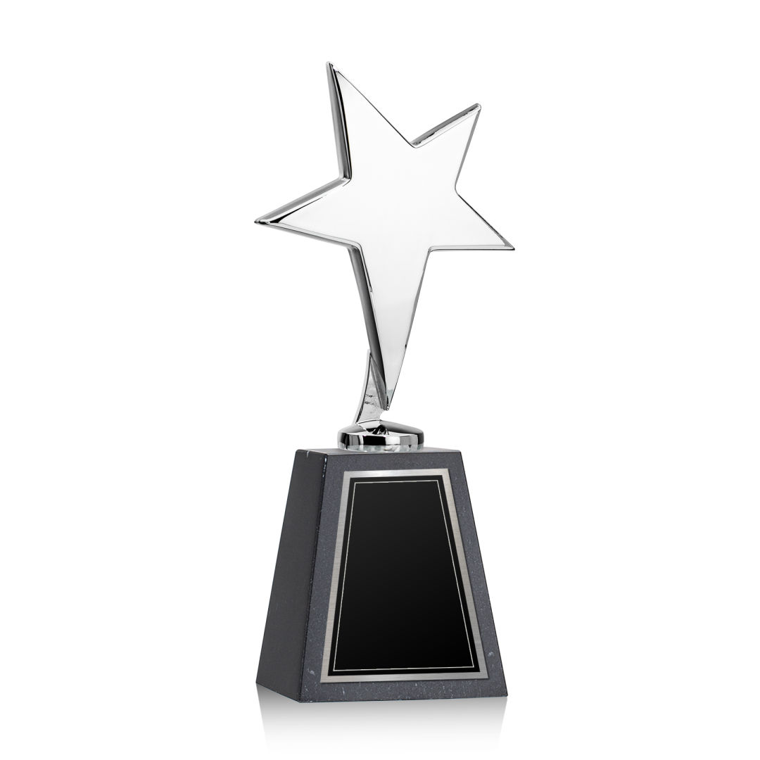 Tuscany Chrome Star on Tall Marble Base - Black 2