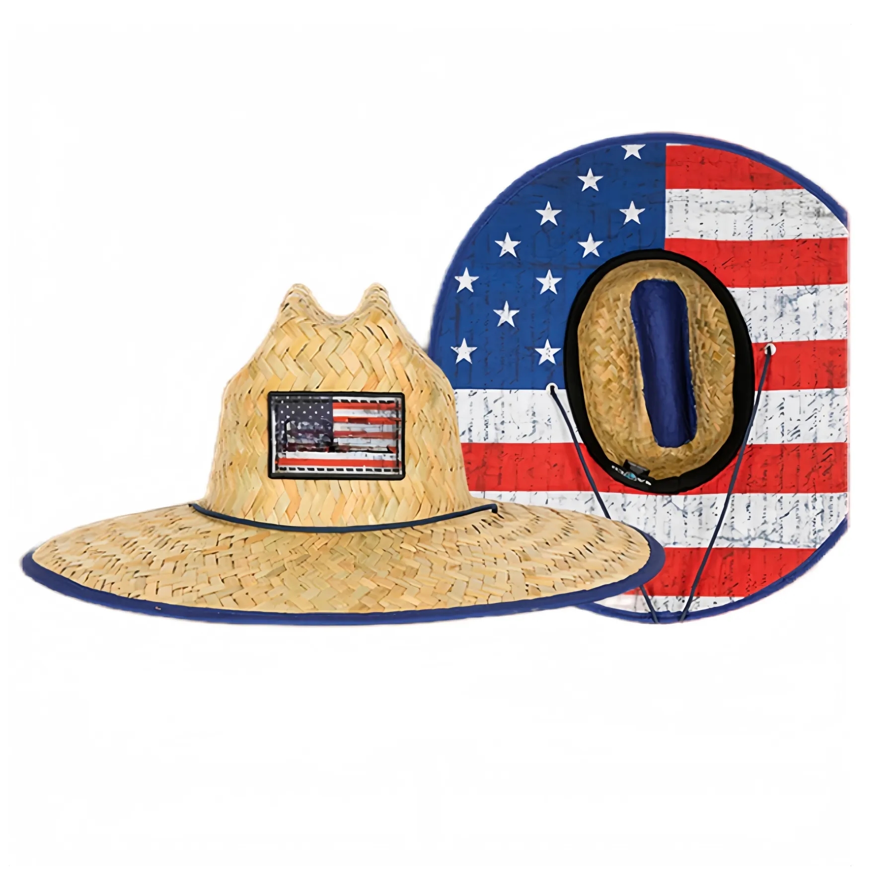 Straw Hat + Full Color Underbrim & Patch 1