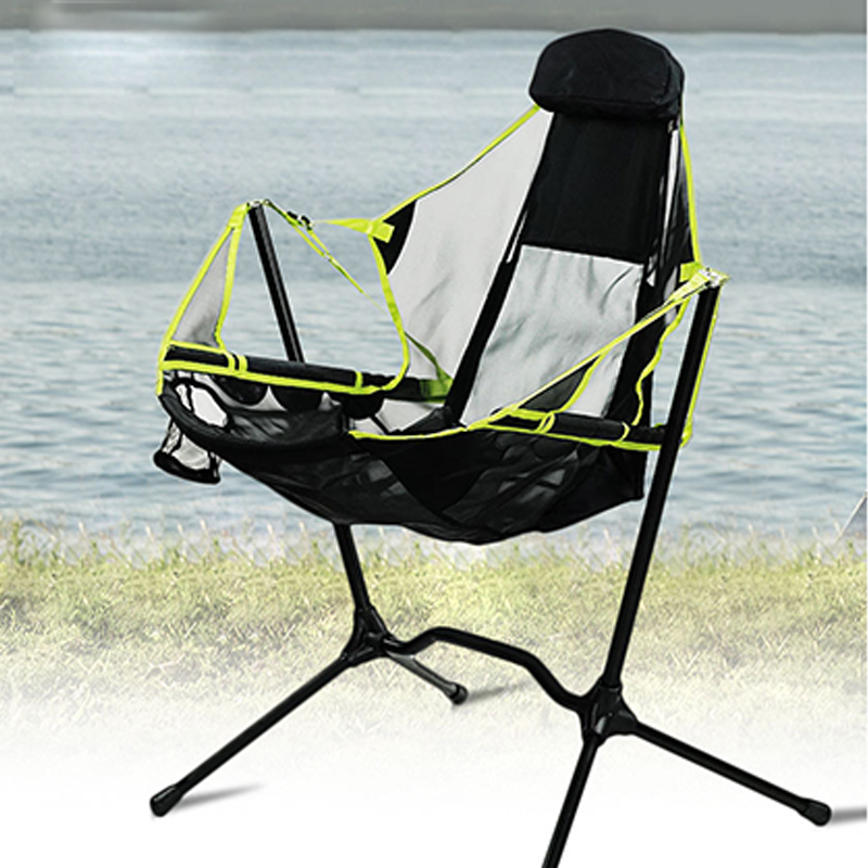 Outdoor Rocking Chair Aluminum Alloy Ultralight Camping Fishing Chair BBQ Portable Folding Back Chai 2