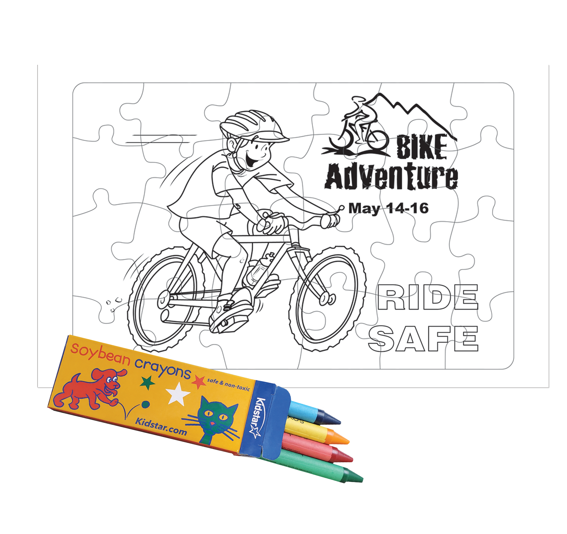 24 Pieces - 10 1/2" x 6 5/8" Coloring Tray Puzzle -Bike Safety 2