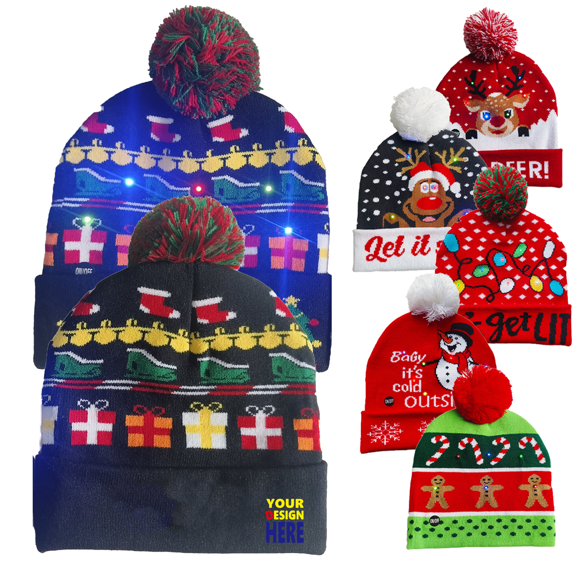 Sweater LED Xmas Hat Winter Christmas Beanie Knitted 2
