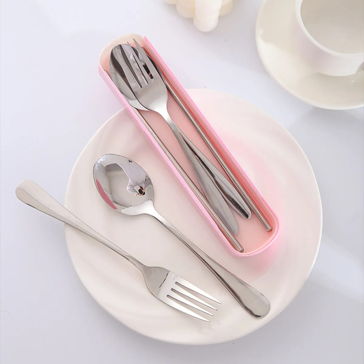 Durable Stainless Steel Chopsticks Spoon Fork Cutlery Box 2