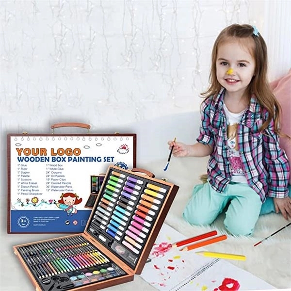 150 Pieces Kids Deluxe Artist Painting Set With Wooden Case 2