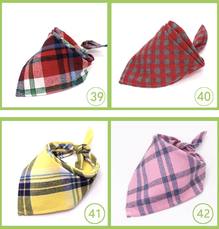 Dog Bandana Plaid Reversible Triangle Bibs Scarf 4