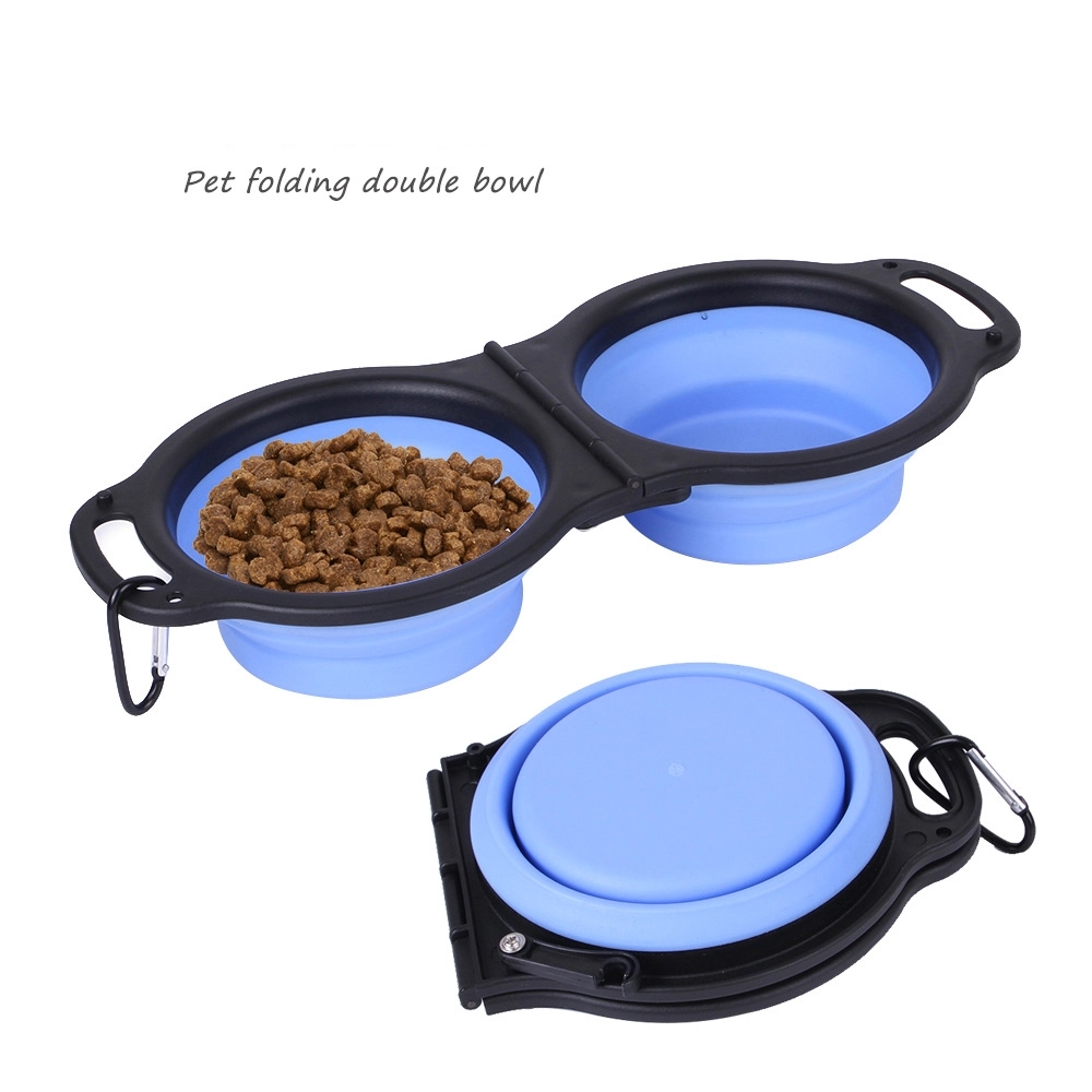 Custom Collapsible Silicone Dog Double Bowl 4