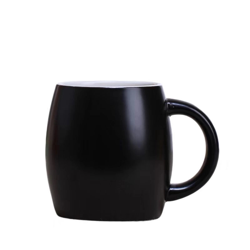 Custom 14 OZ Cask type ceramic cup with lid spoon 5