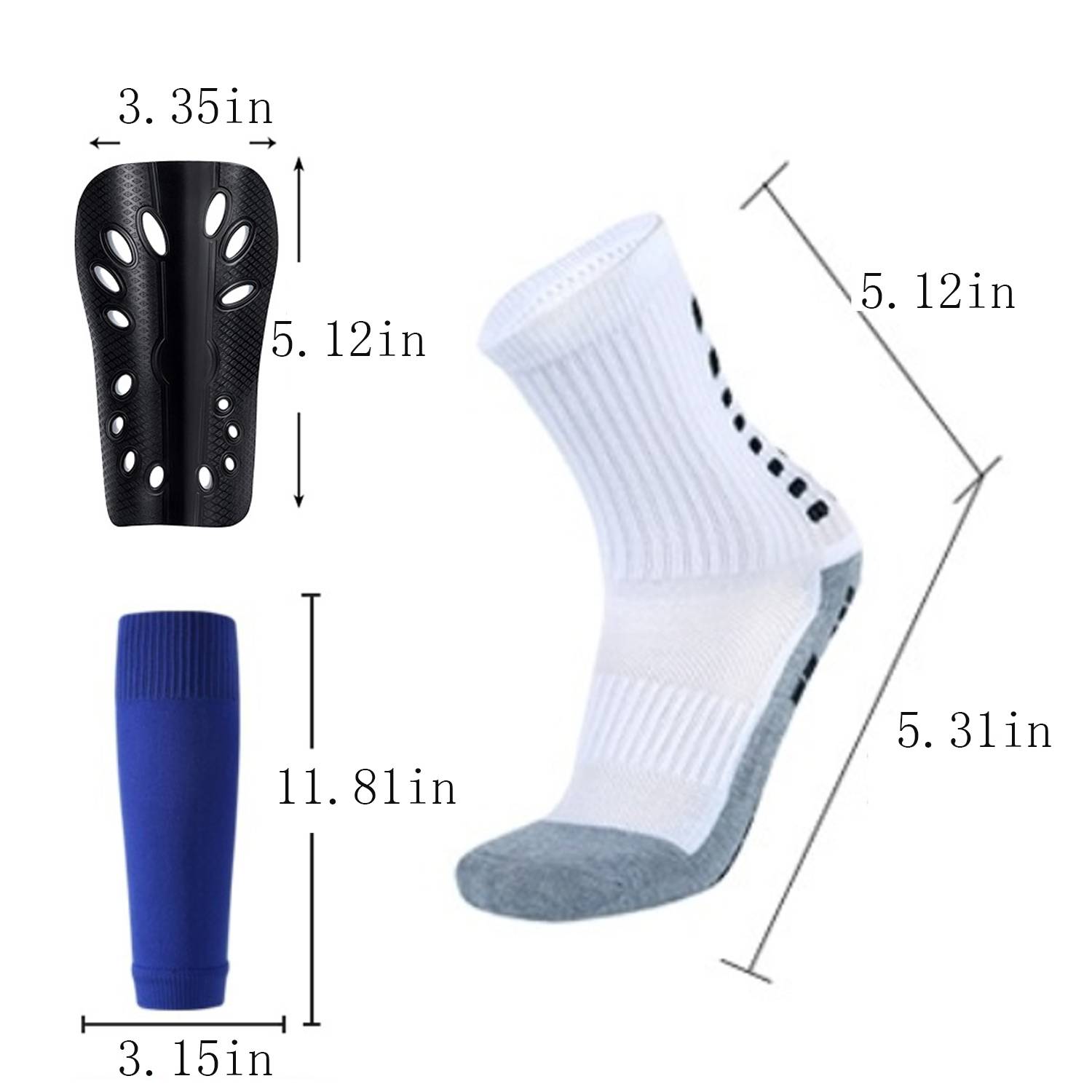 Kids Soccer Shin Guards w/ Knit Socks 3-Piece Protective Set 7