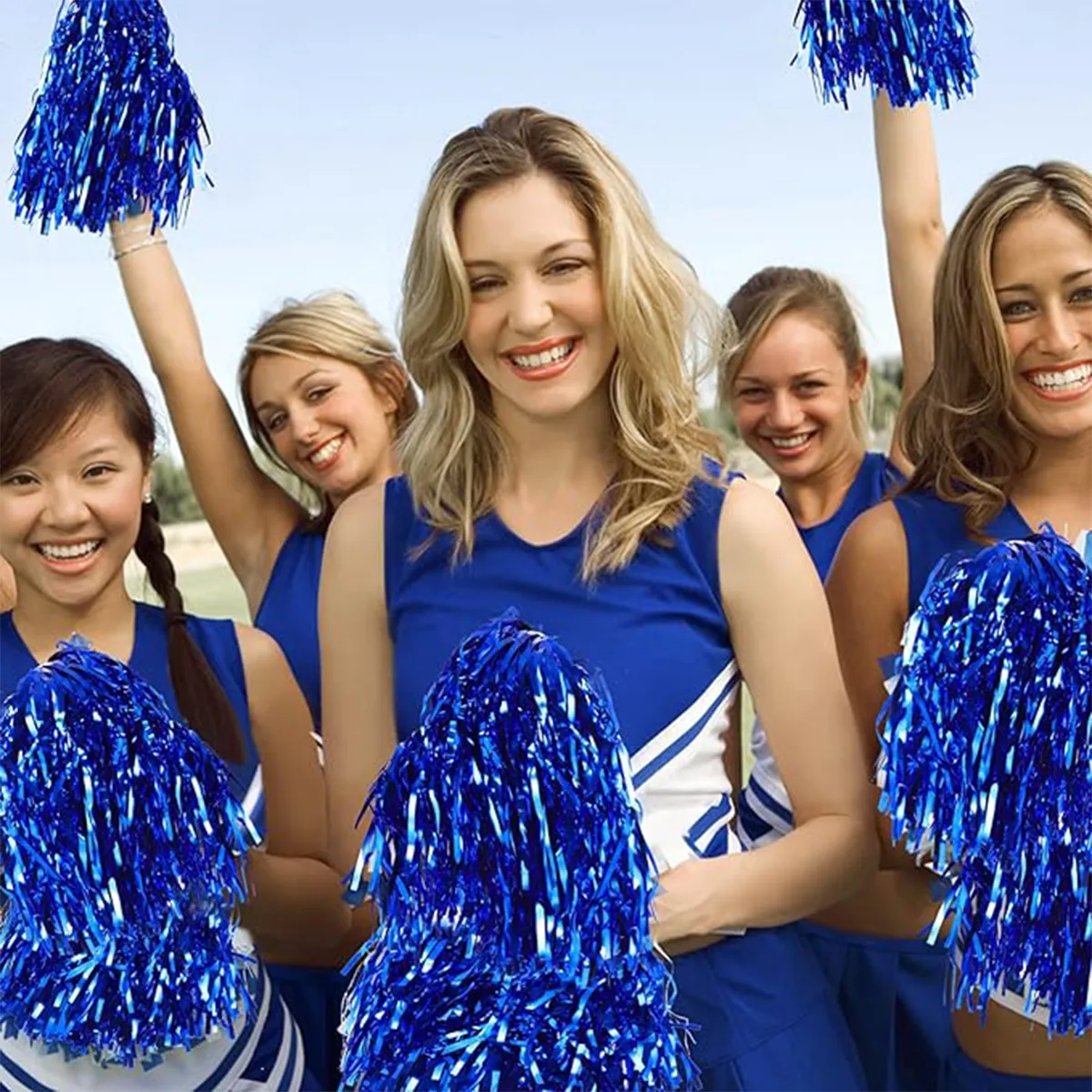 Portable Colorful Cheerleading Pom With Plastic Handle 9
