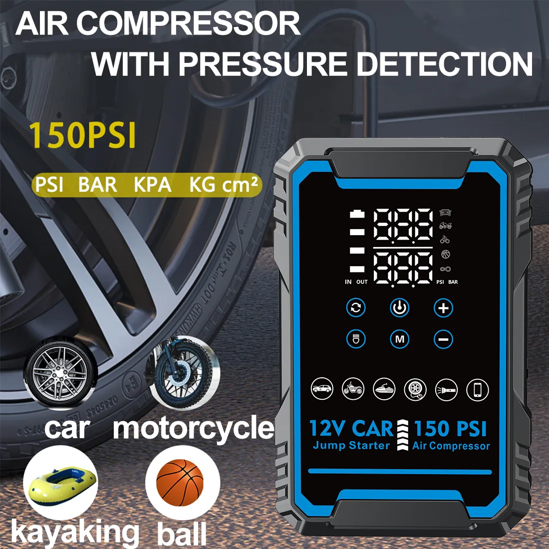 Popular 3000A Battery Jump Starter with Tire Inflator 2