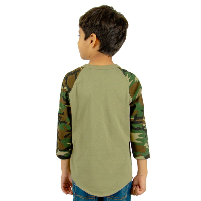 Shaka Wear Youth Three-Quarter Sleeve Camo Raglan T-Shirt 6