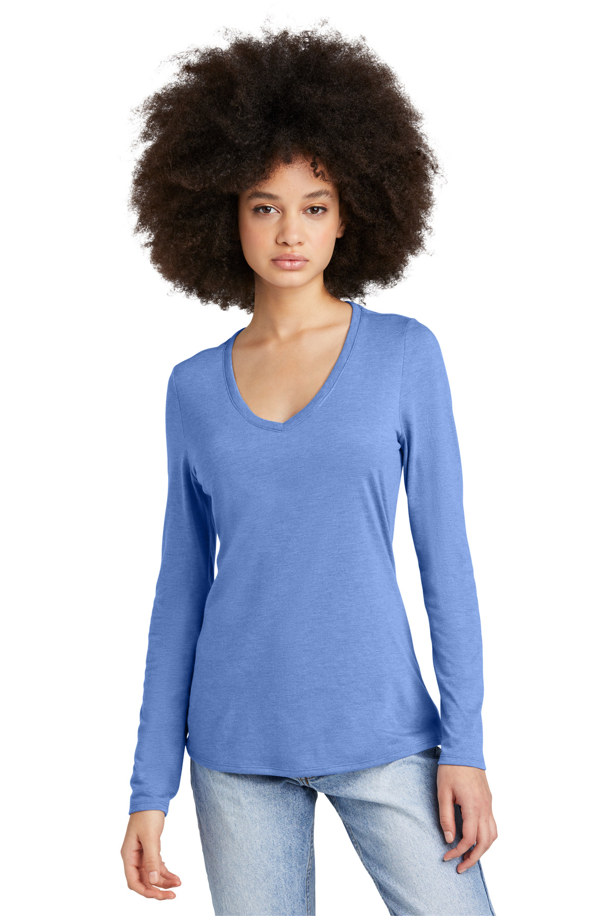 District Women's Perfect Tri Long Sleeve V-Neck Tee DT135 80