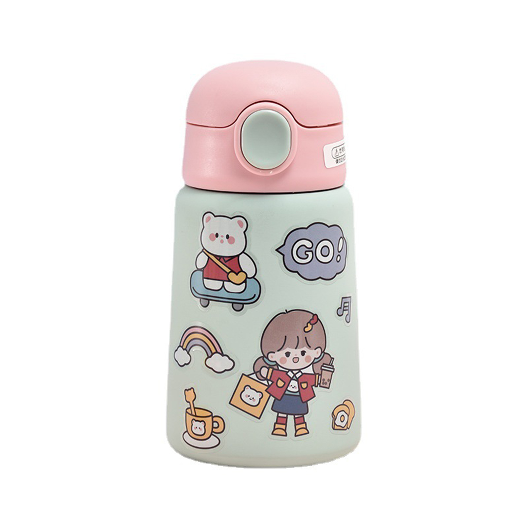 14Oz Kids Cute Stainless Steelwater Bottle With Straw Lid 3