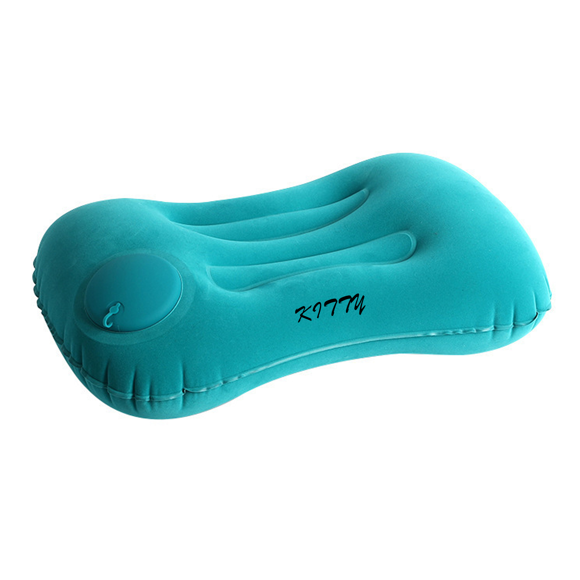 Press-to-Inflate Portable Flocked Square Pillow 2