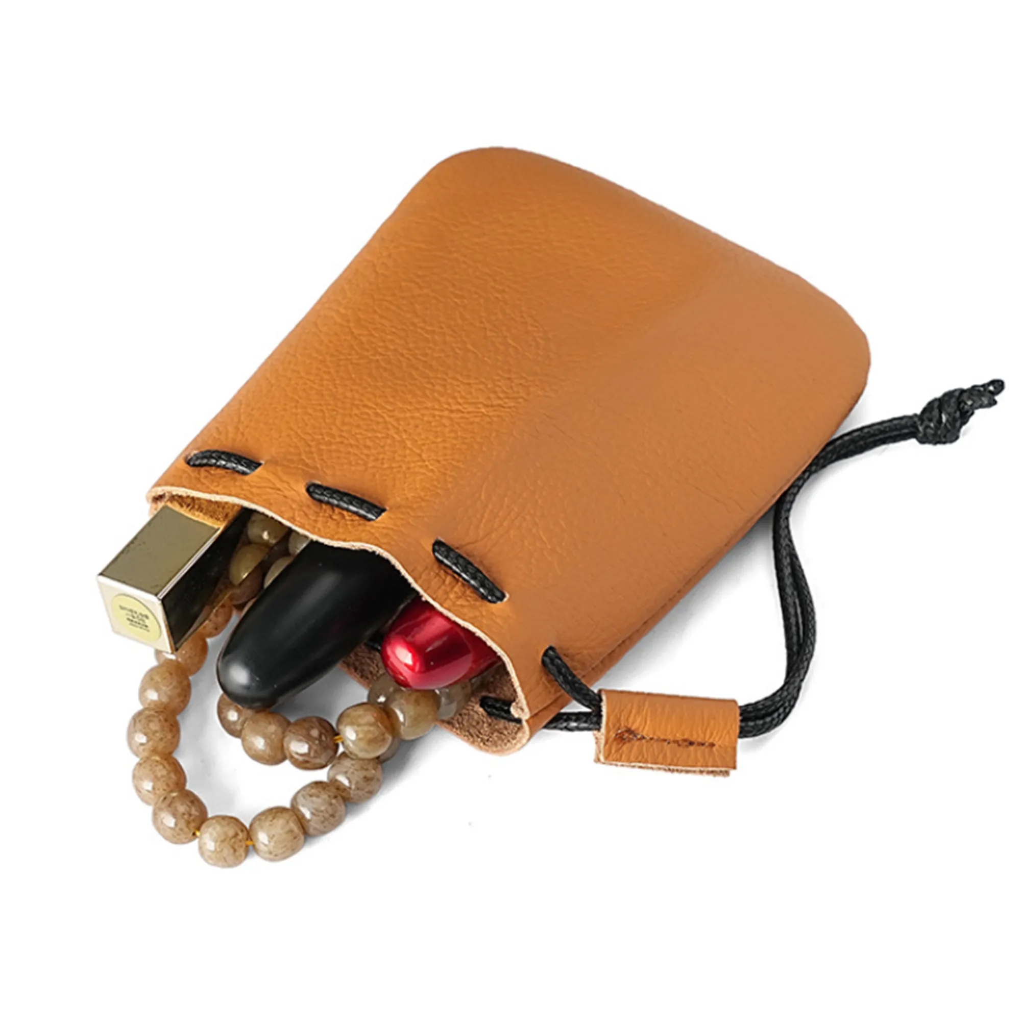 Genuine Leather Drawstring Coin Pouch 8