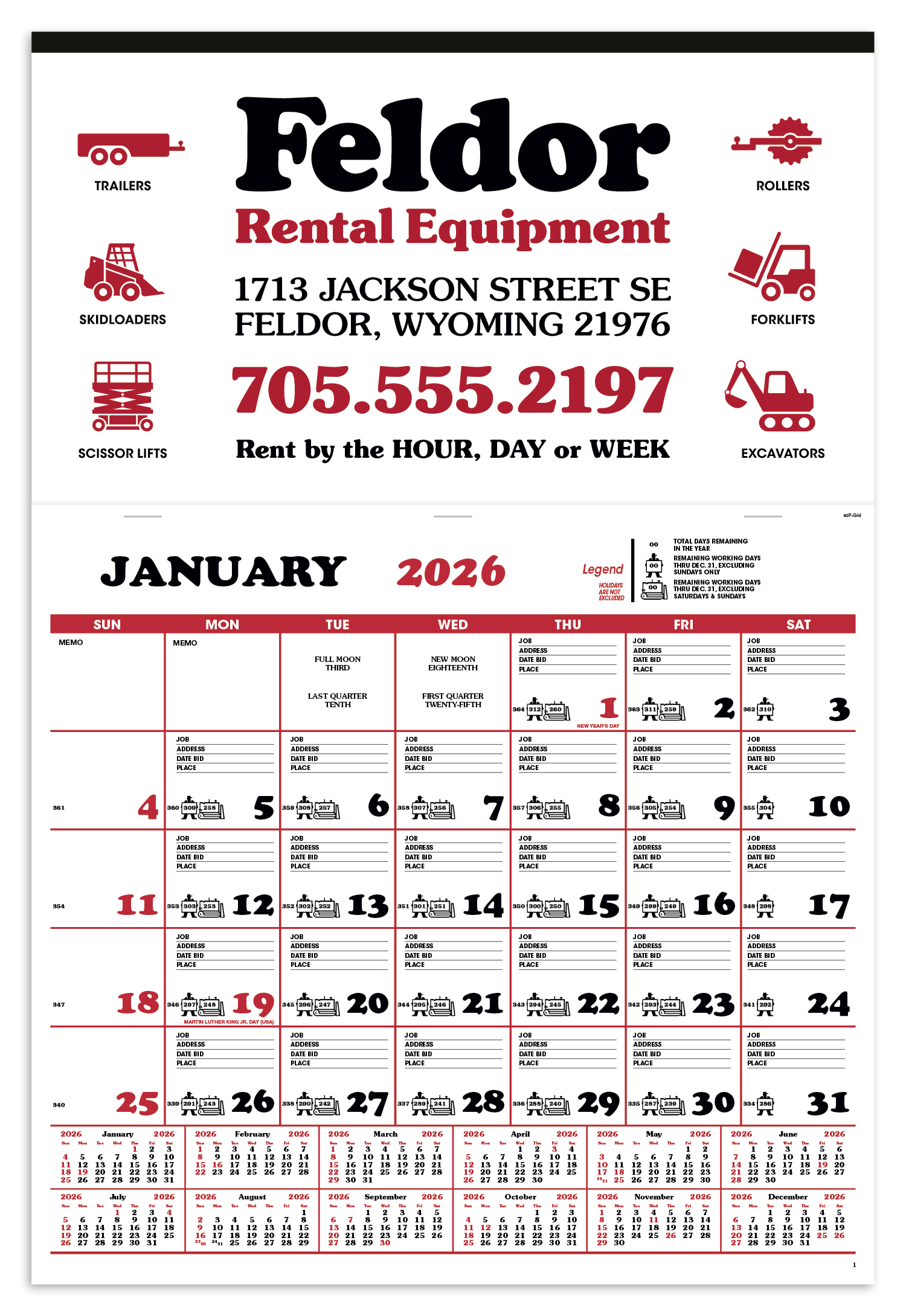 Skinner & Kennedy® Contractor's Apron Calendar 13