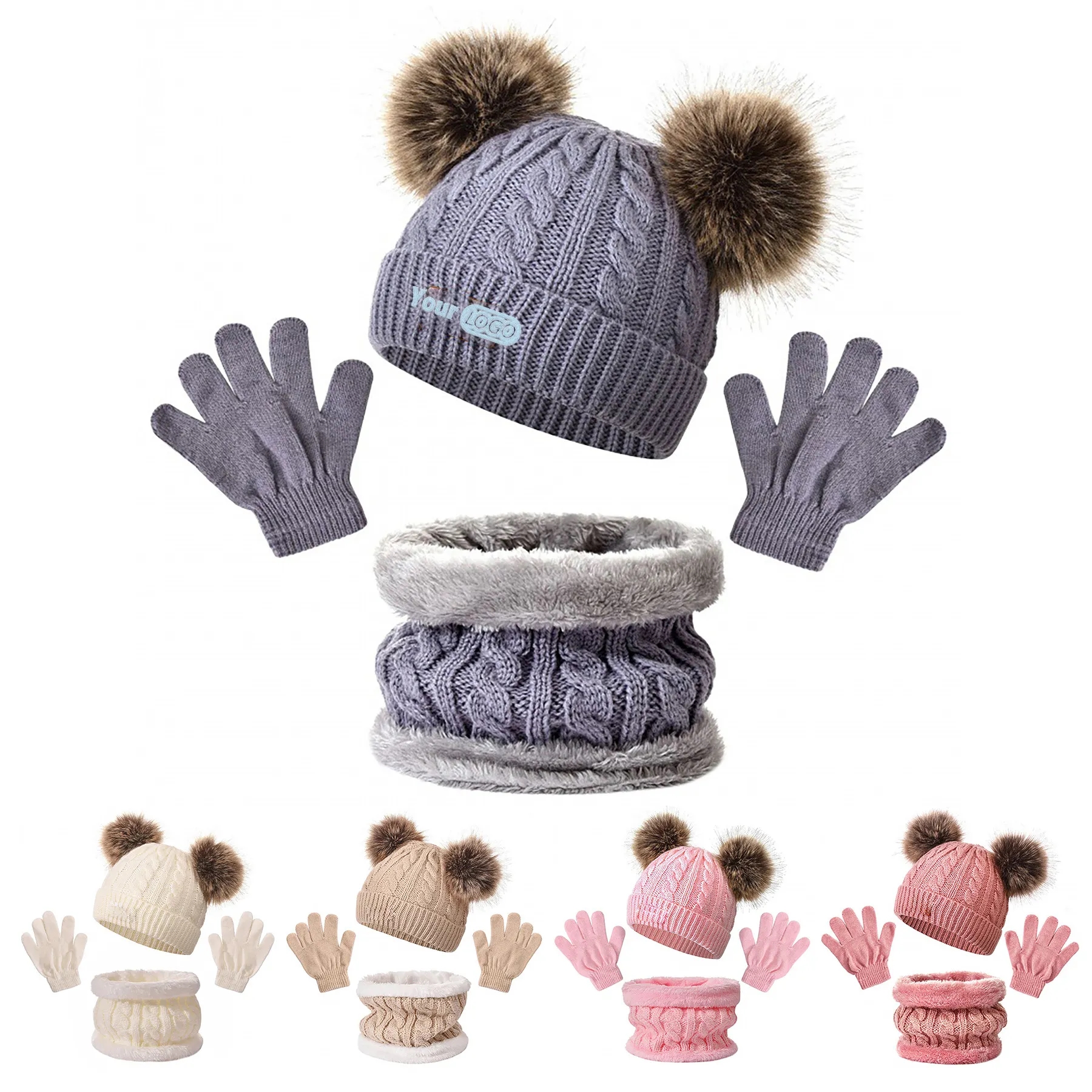 Acrylic Children's Hat, Scarf, Gloves Three Piece Set 3