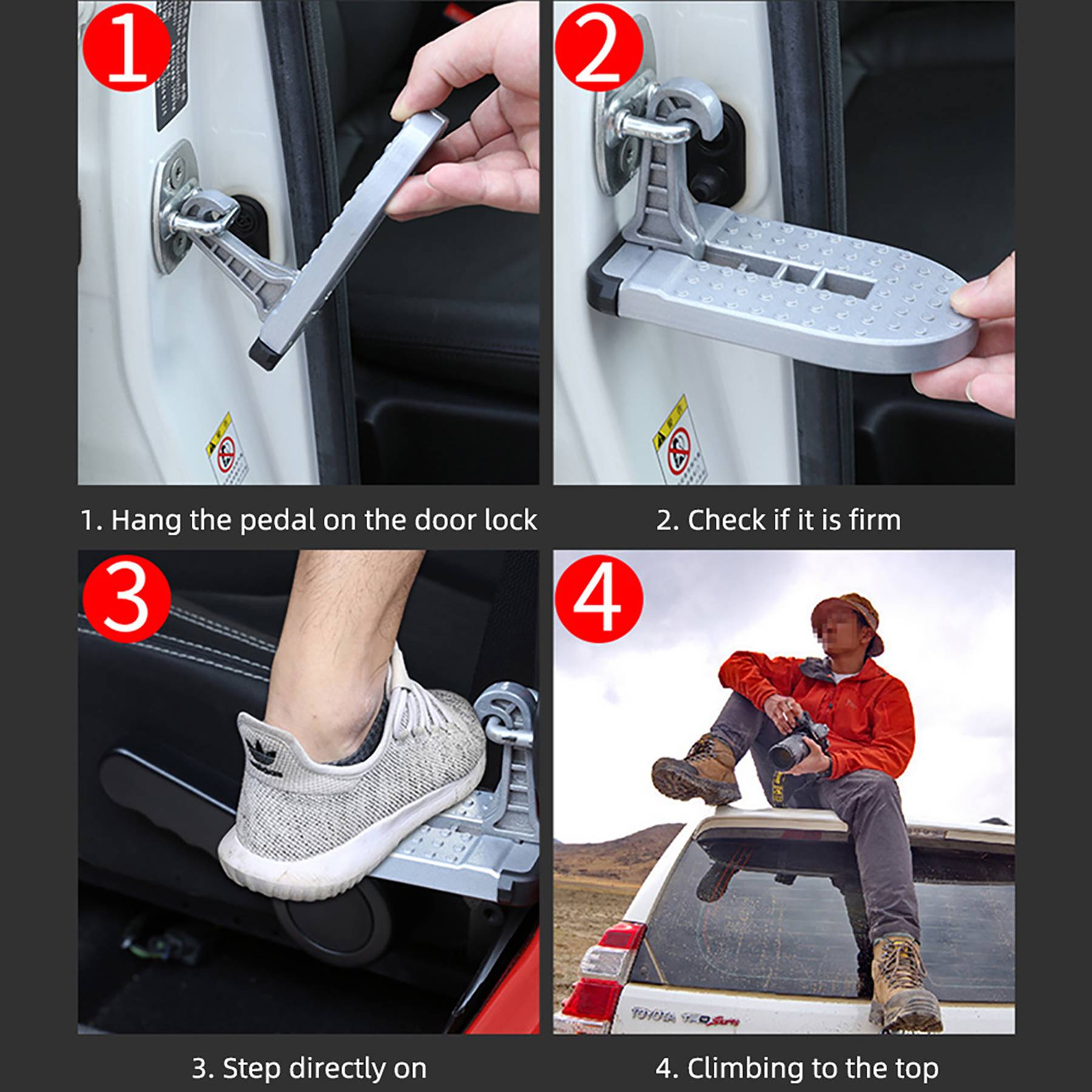 Portable Folding Roof Pedal Car Door Step 5