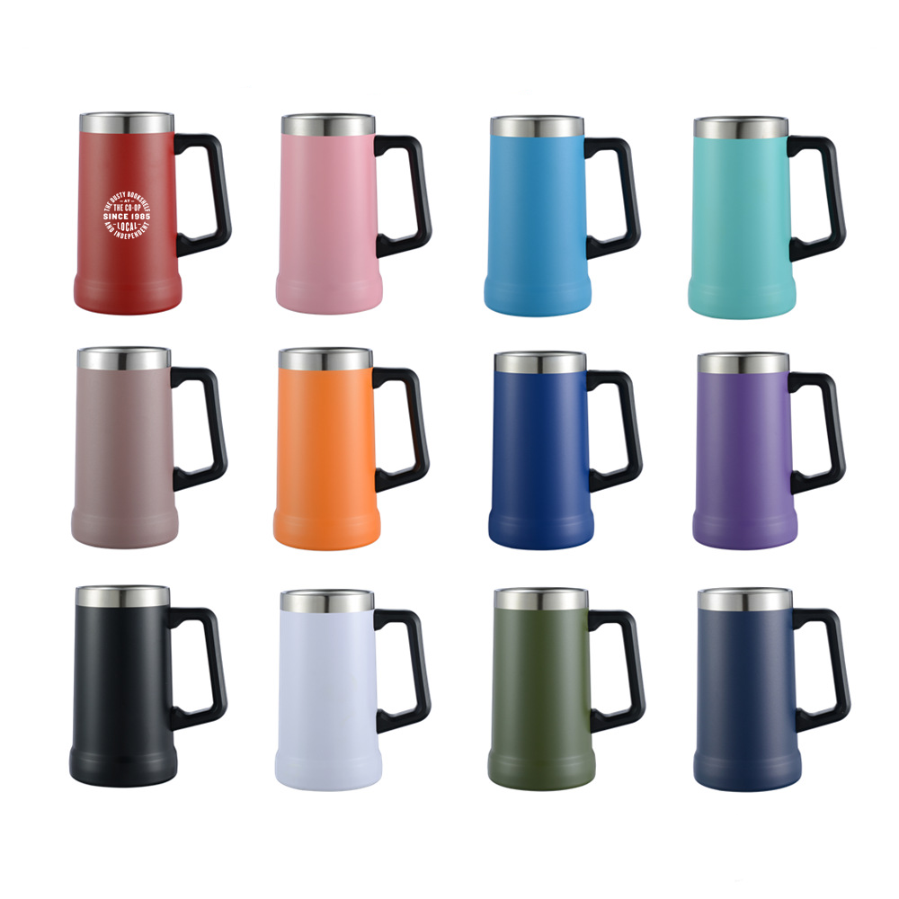 24 Oz Stainless Steel Beer Mug w/ Handle 12