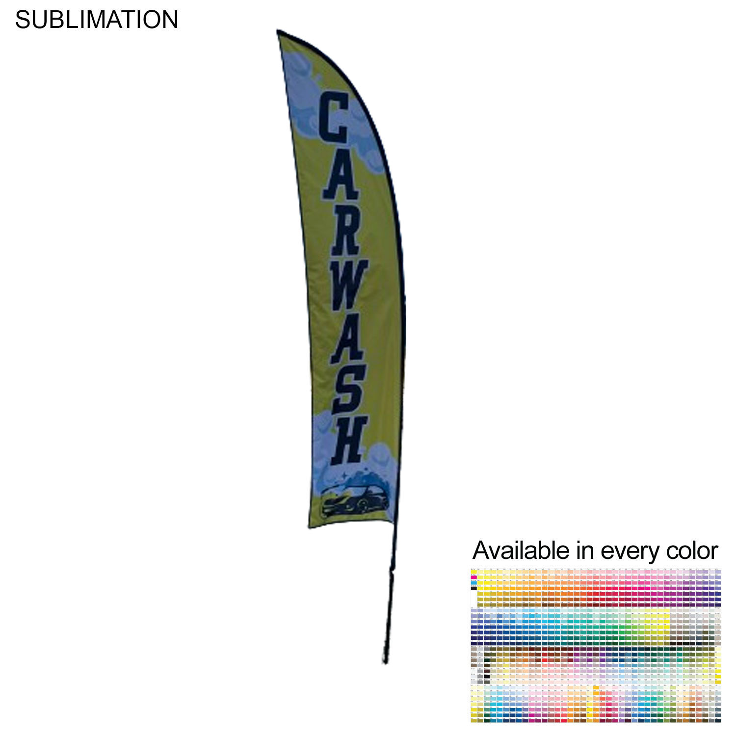 13' Medium Feather Flag Kit, Full Color Graphics Double Sided, Outdoor Spike base and Bag Included 3