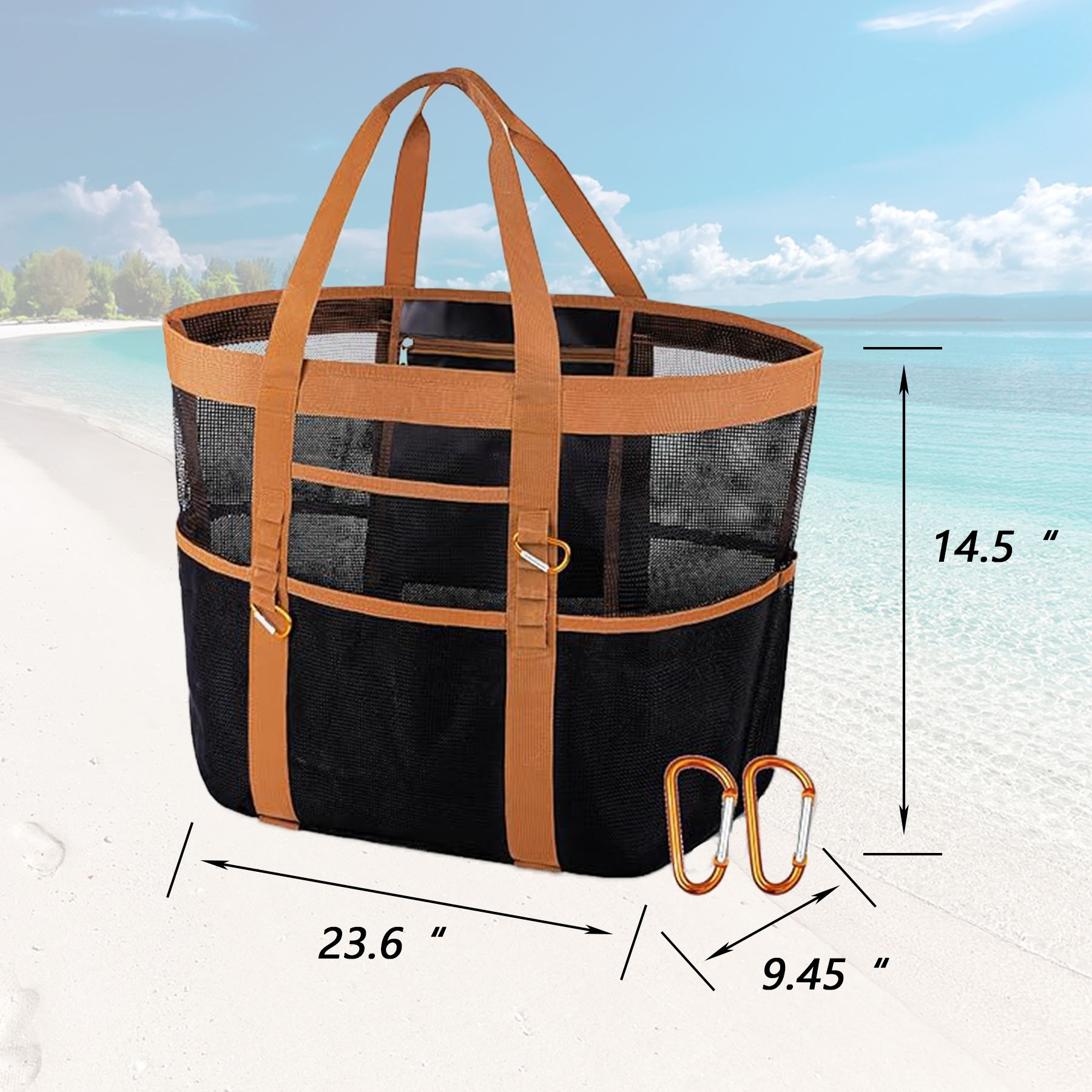 Mesh Large Beach Tote Bag, custom tote bag with logo imprint 4