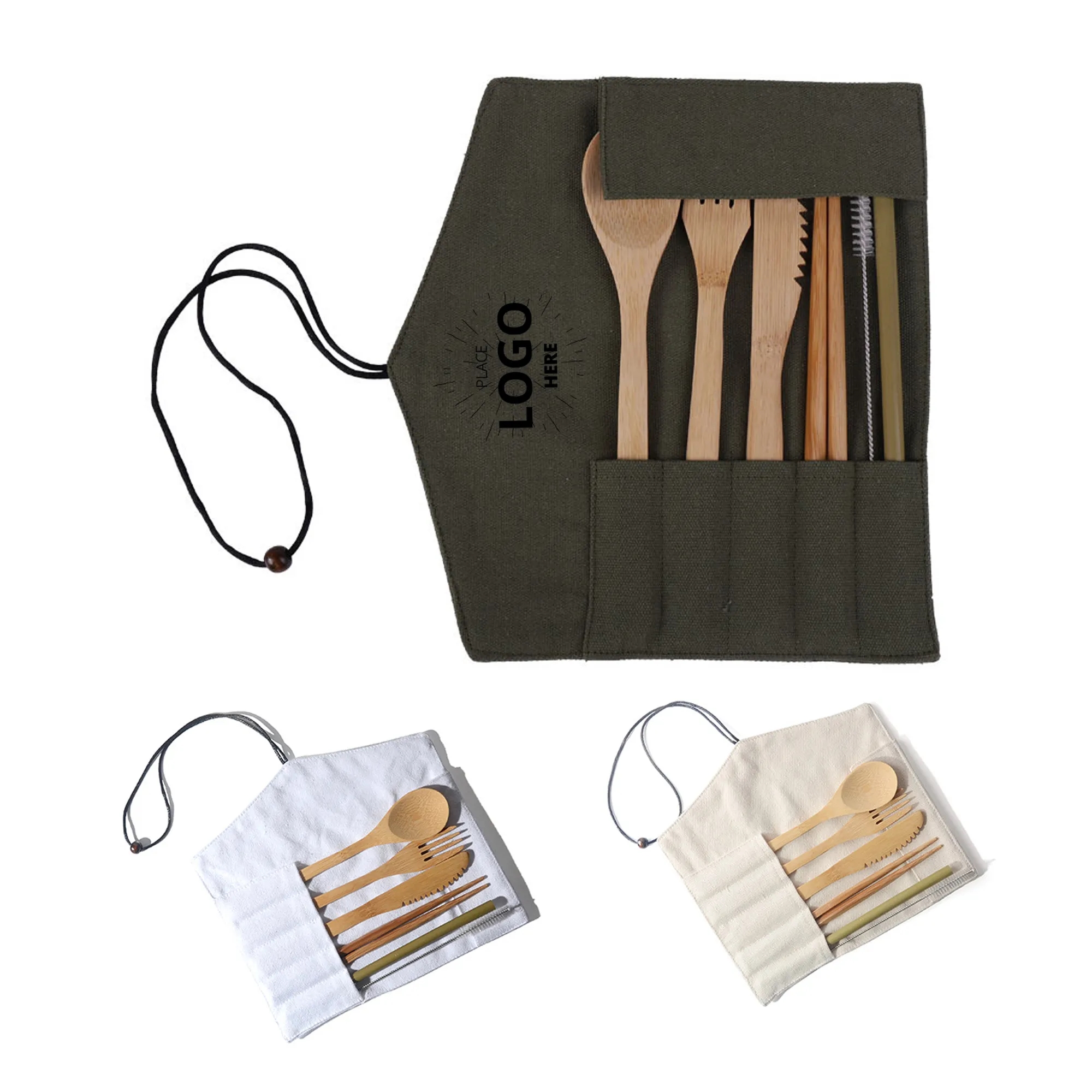 Reusable Bamboo Cutlery Set With Travel Pouch 2