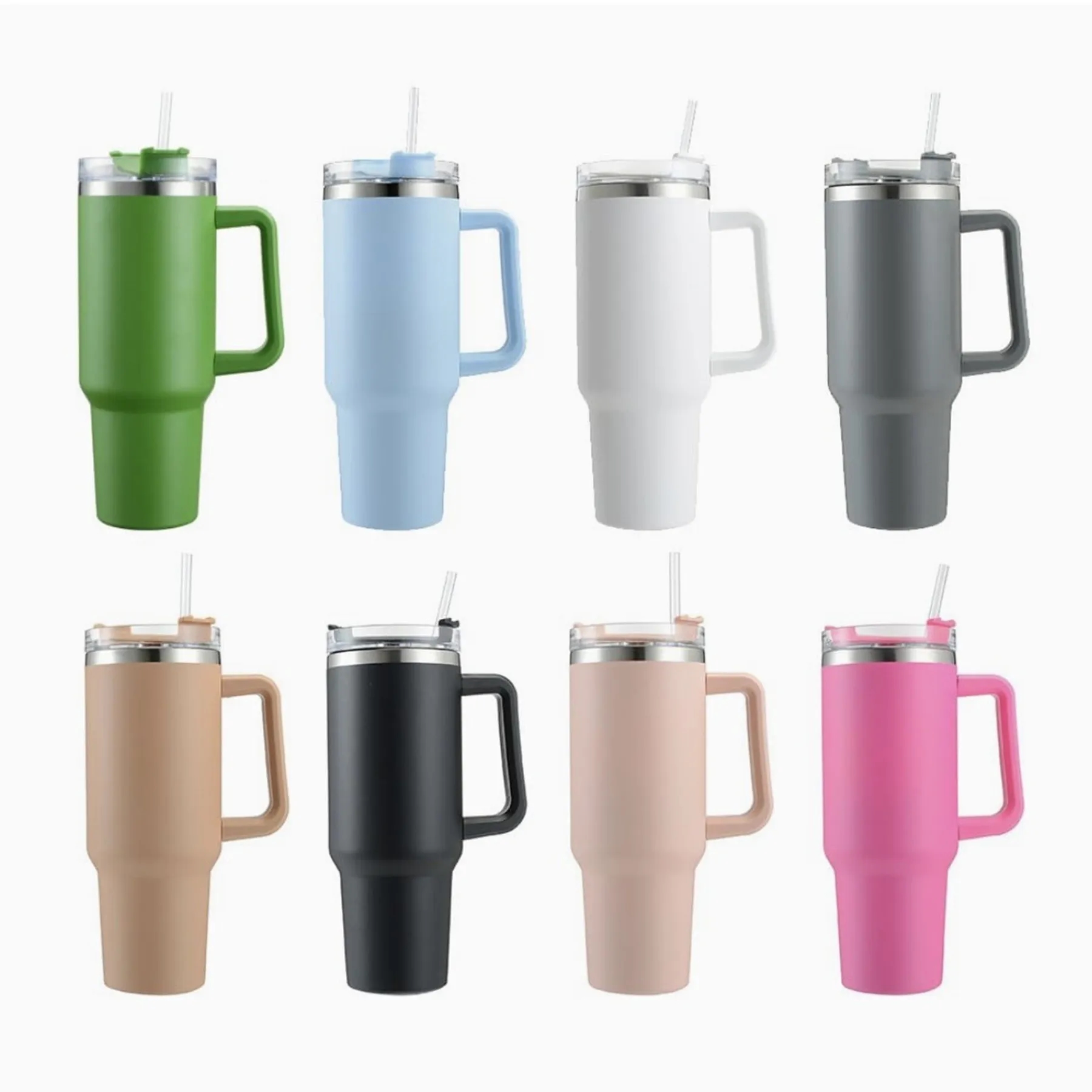 40 oz Vacuum Tumbler with Handle and Straw Lid 7
