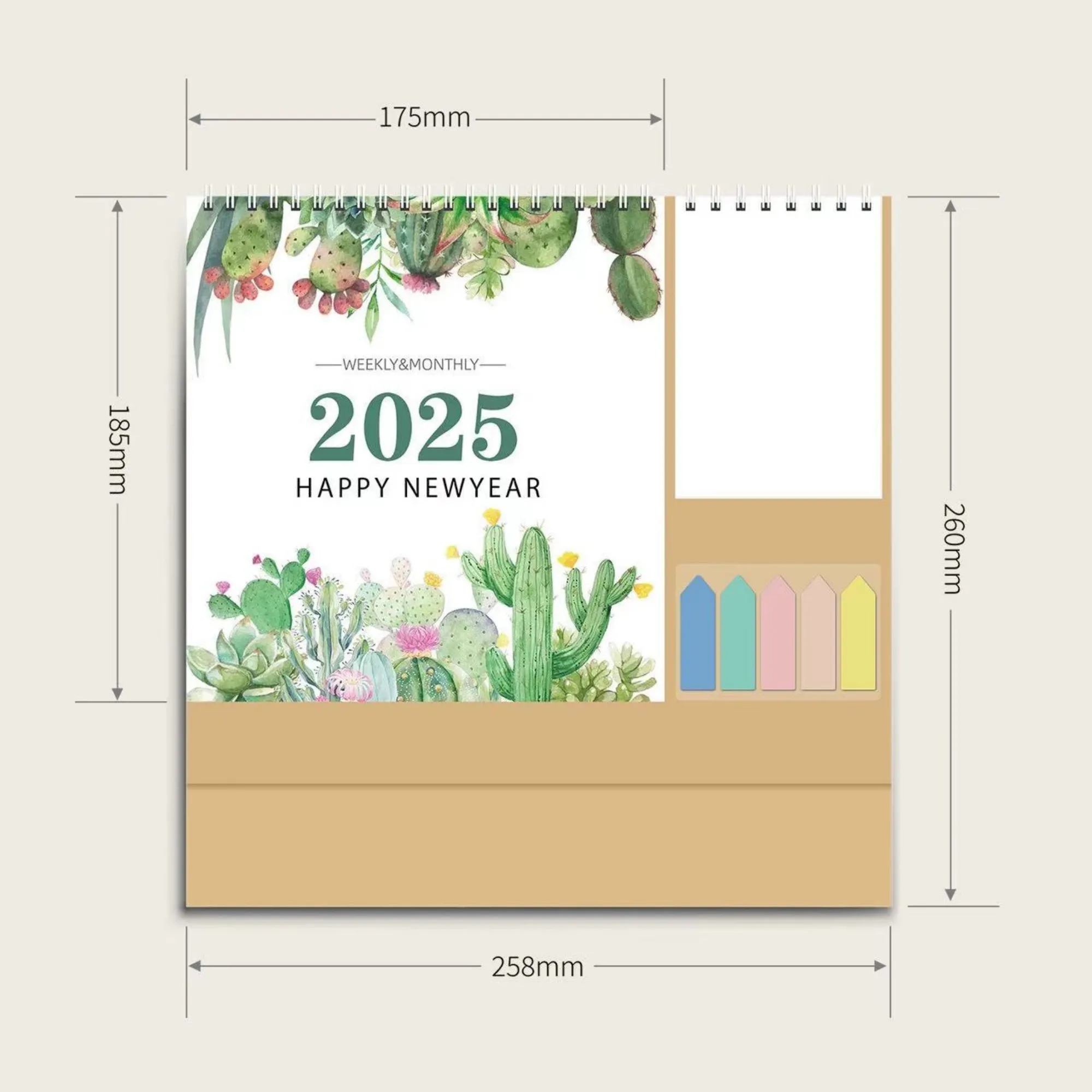2025 Desk Calendar With Label Stickers and Note Pads 3
