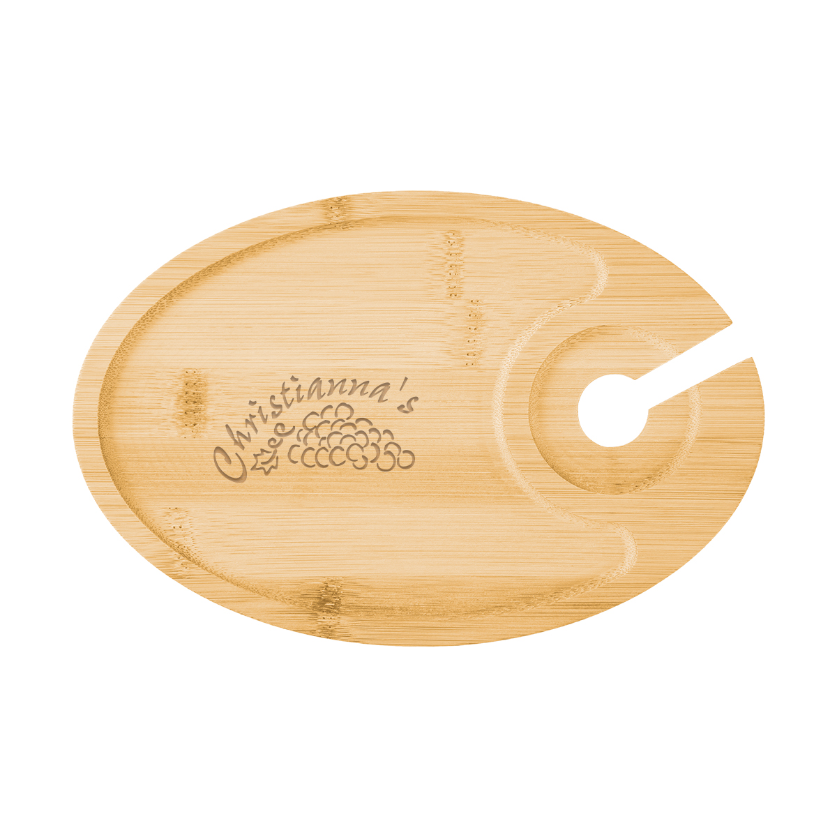 Wine & Dine Recessed Bamboo Tray With Wine Glass Holder 2