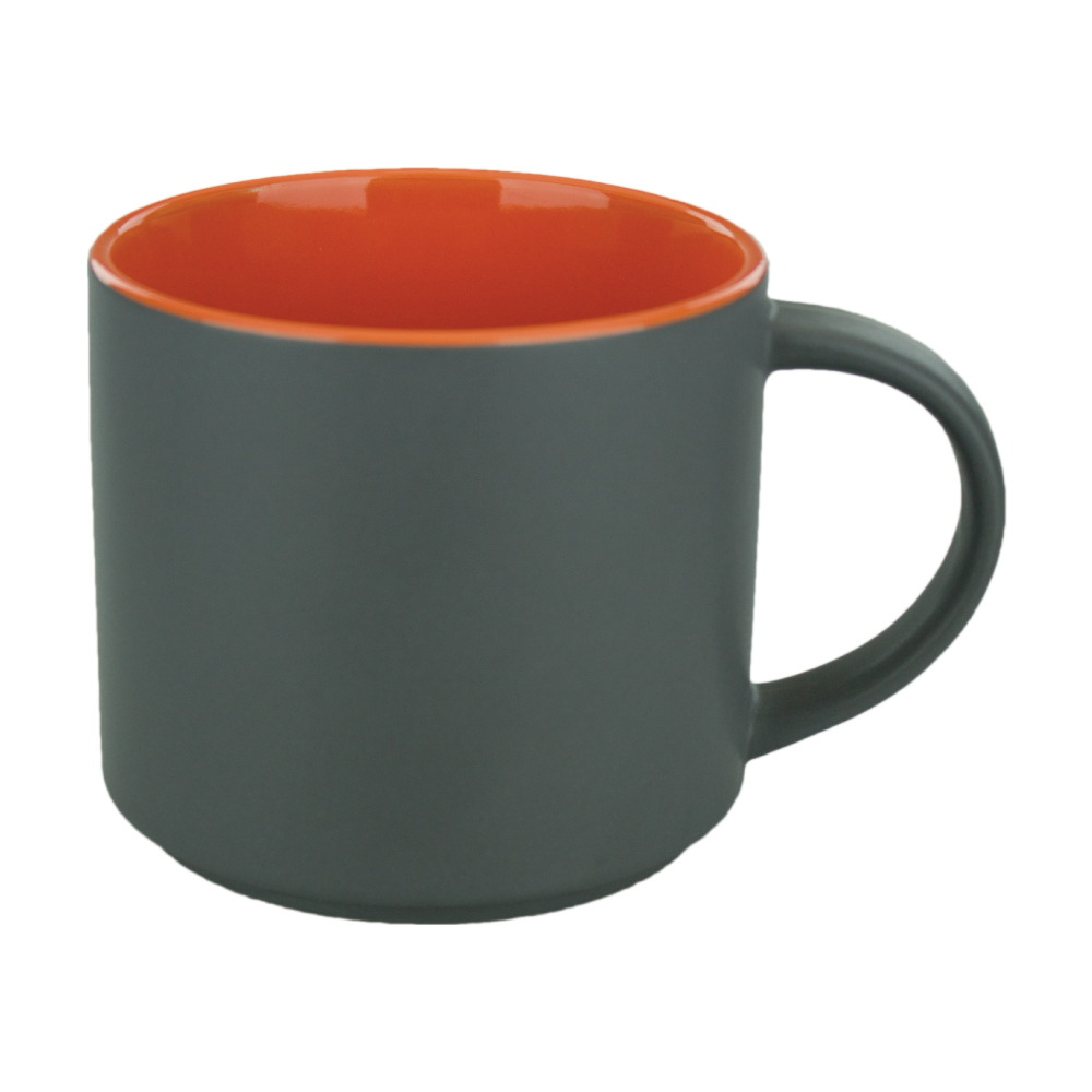 16 oz Orange In Satin Gray Out Norwich Mug