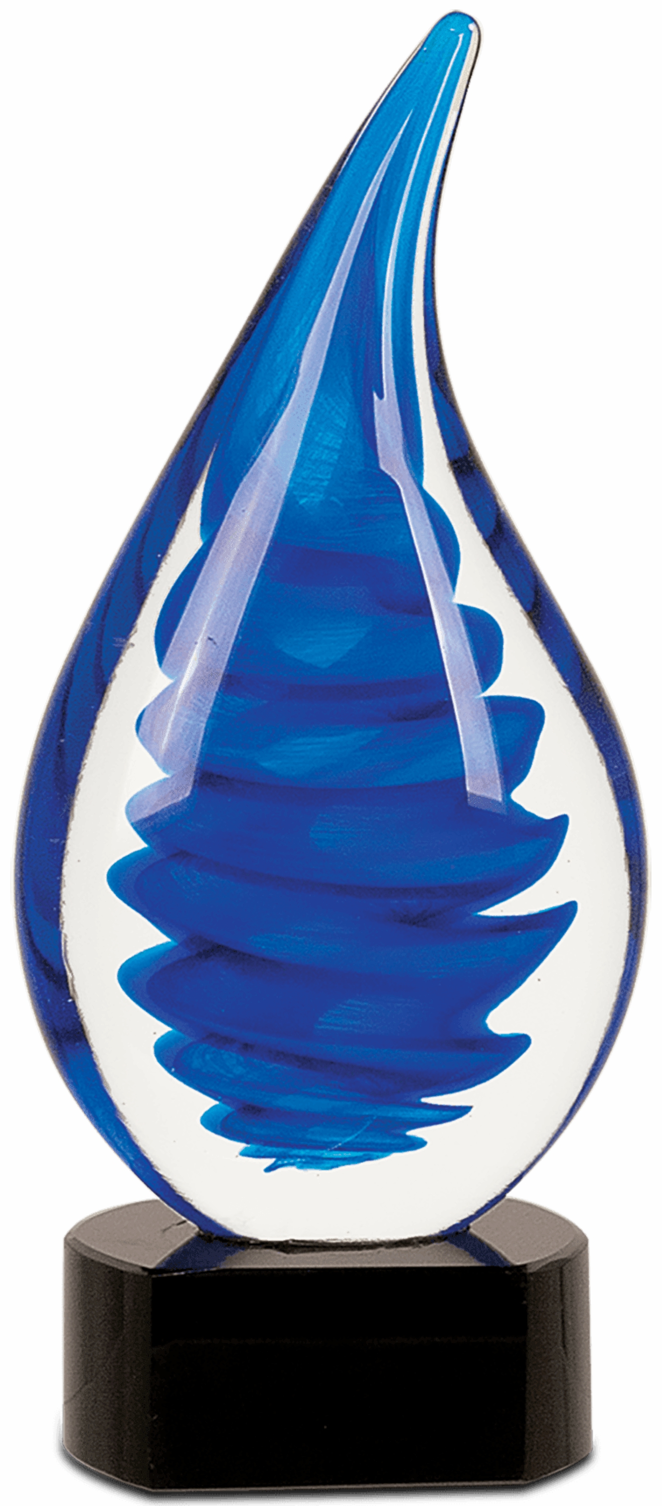 10 1/4" Blue Twist Rain Drop Art Glass Award 2