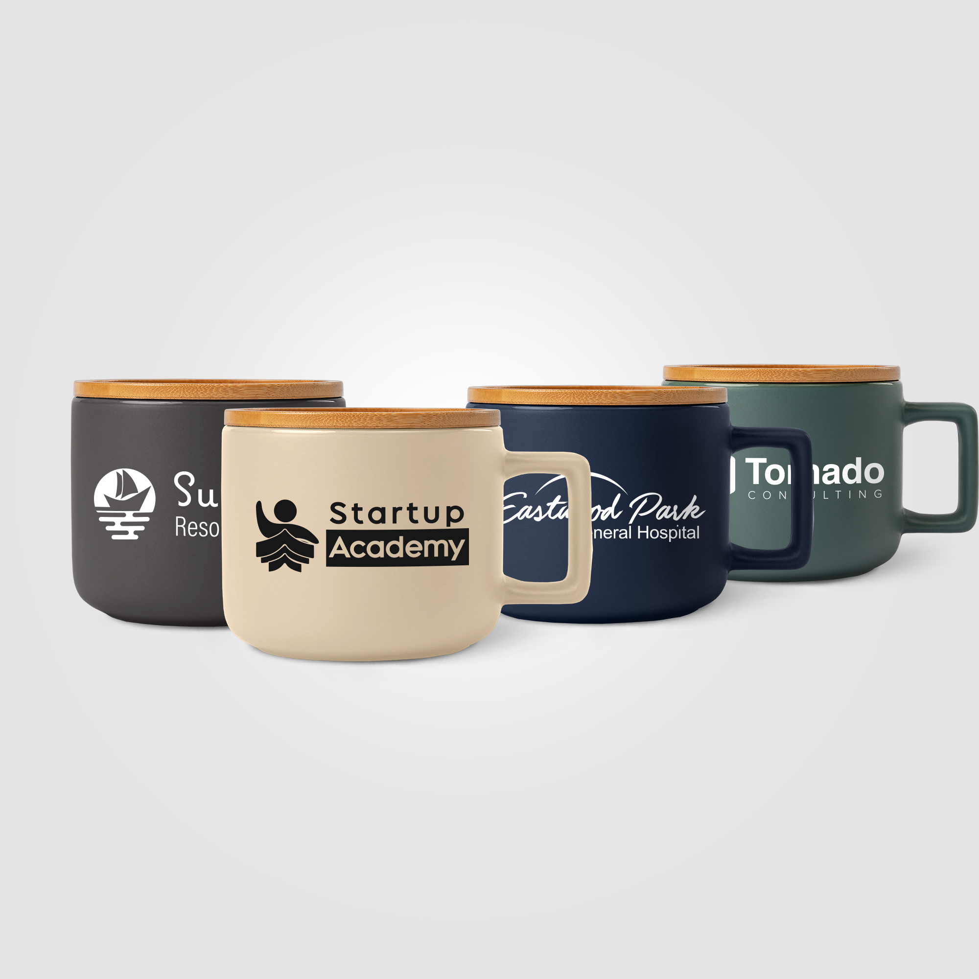 Café Virtuoso -  12 oz. Ceramic Mug with Bamboo Lid, custom mug with logo imprint 17