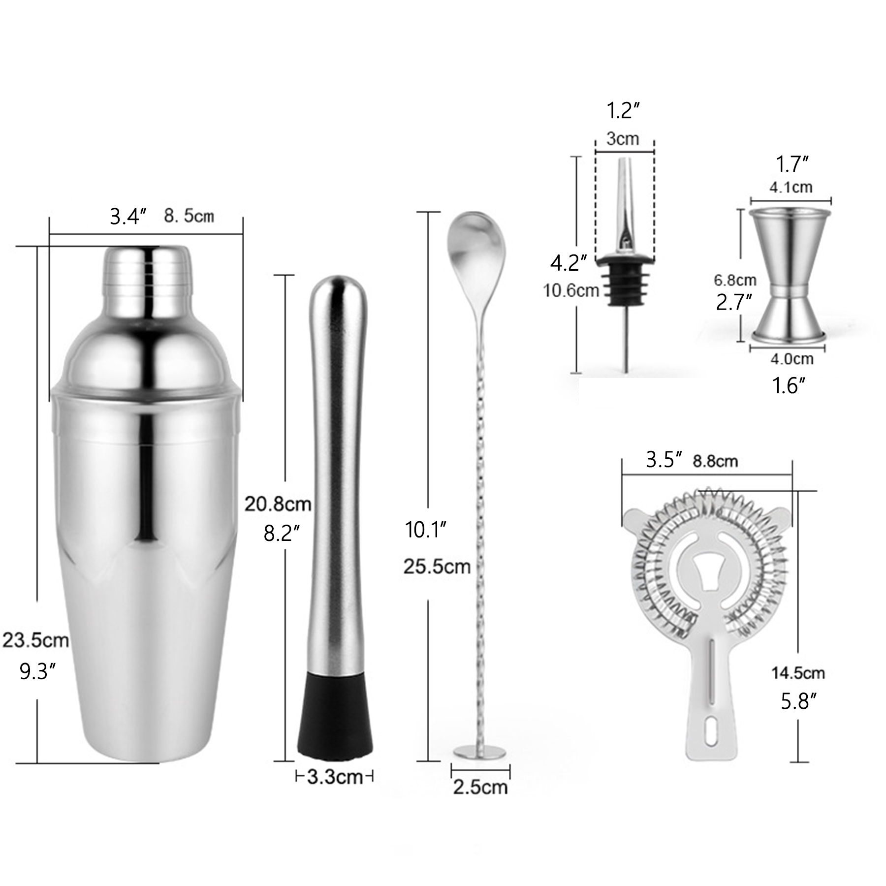 Stainless Steel Bartender Cocktail Shaker Kit Set 2