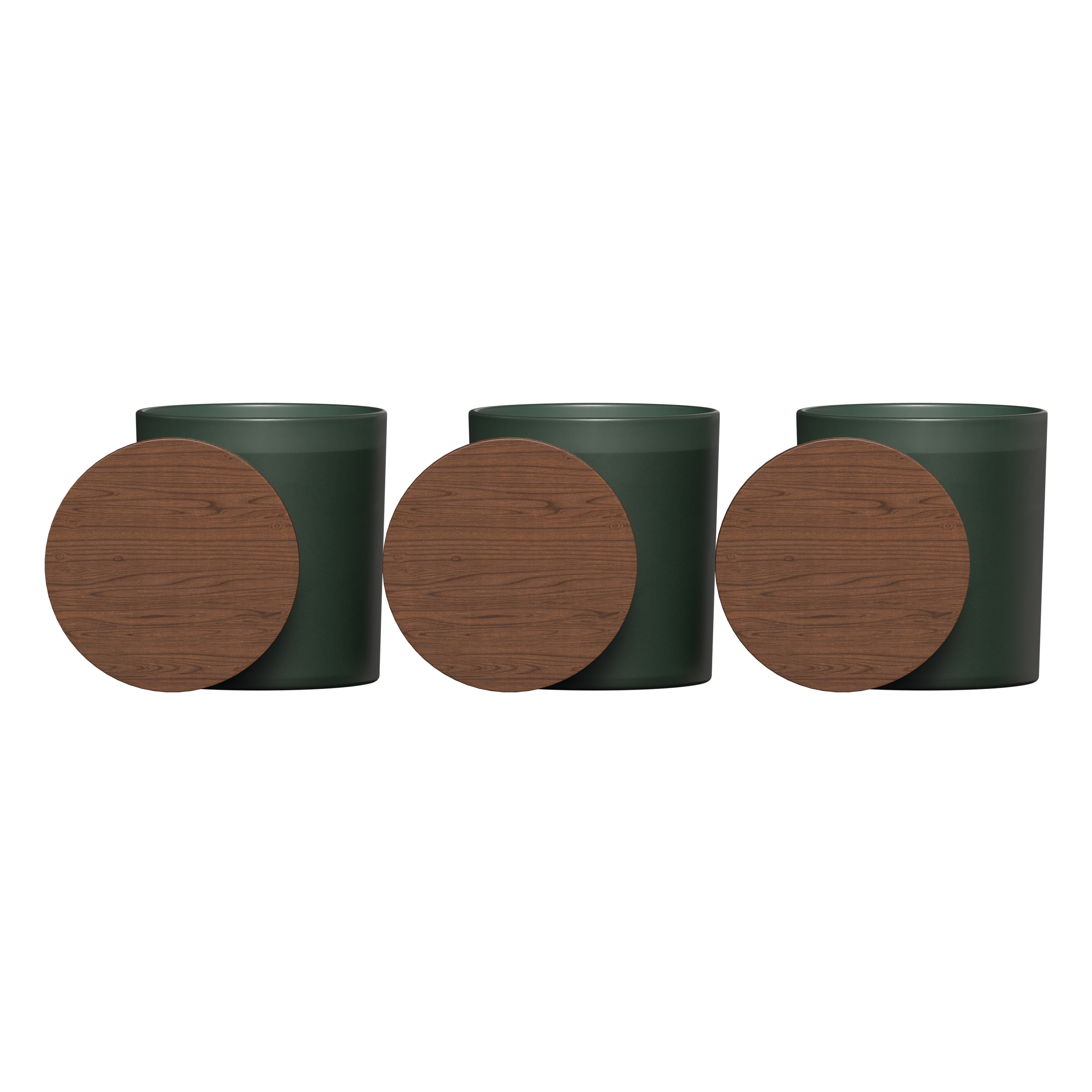 Vista glass candle 3-pack with acacia wood lids 3