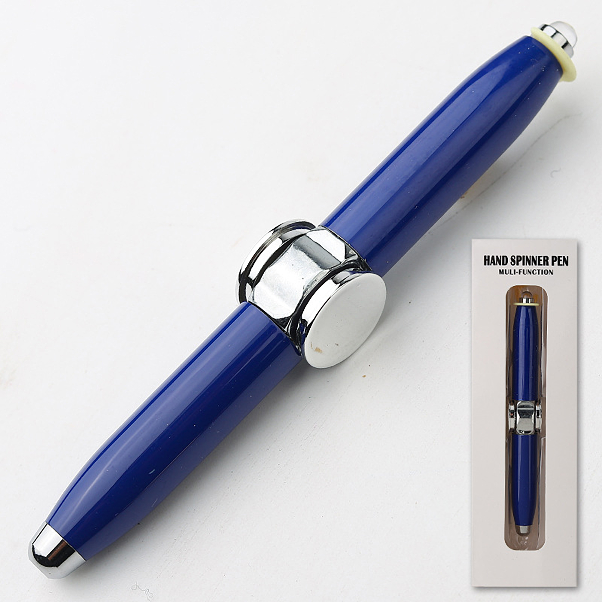 Anti-Anxiety LED Fidget Spinner Finger Gyro Rotating Metal Ballpoint Pen 7