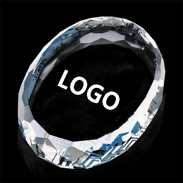 Imprinted 3D Crystal Oval Paperweights 2