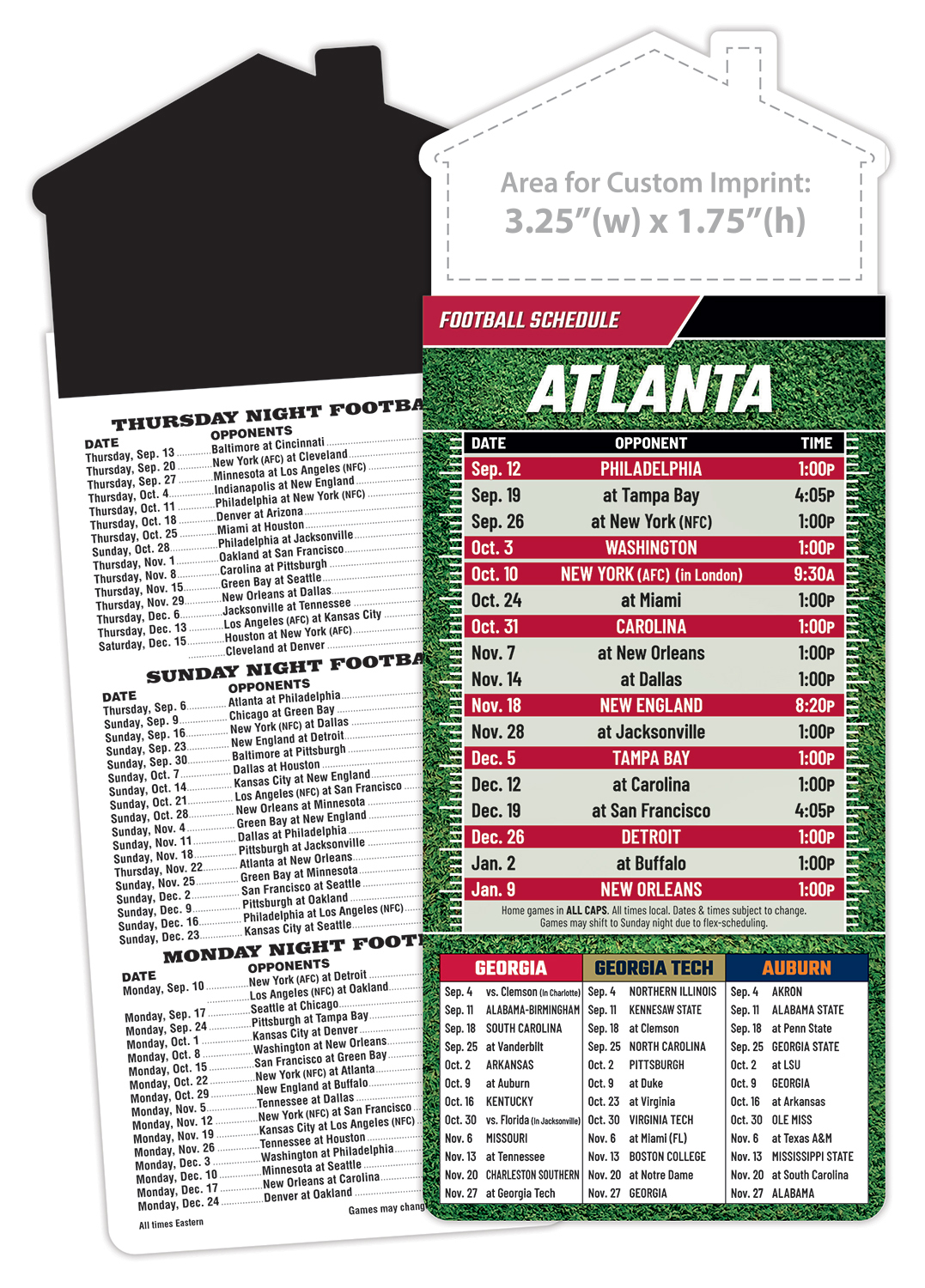 Magna-Card House Shape Magnet Football Schedules (3.5x9)