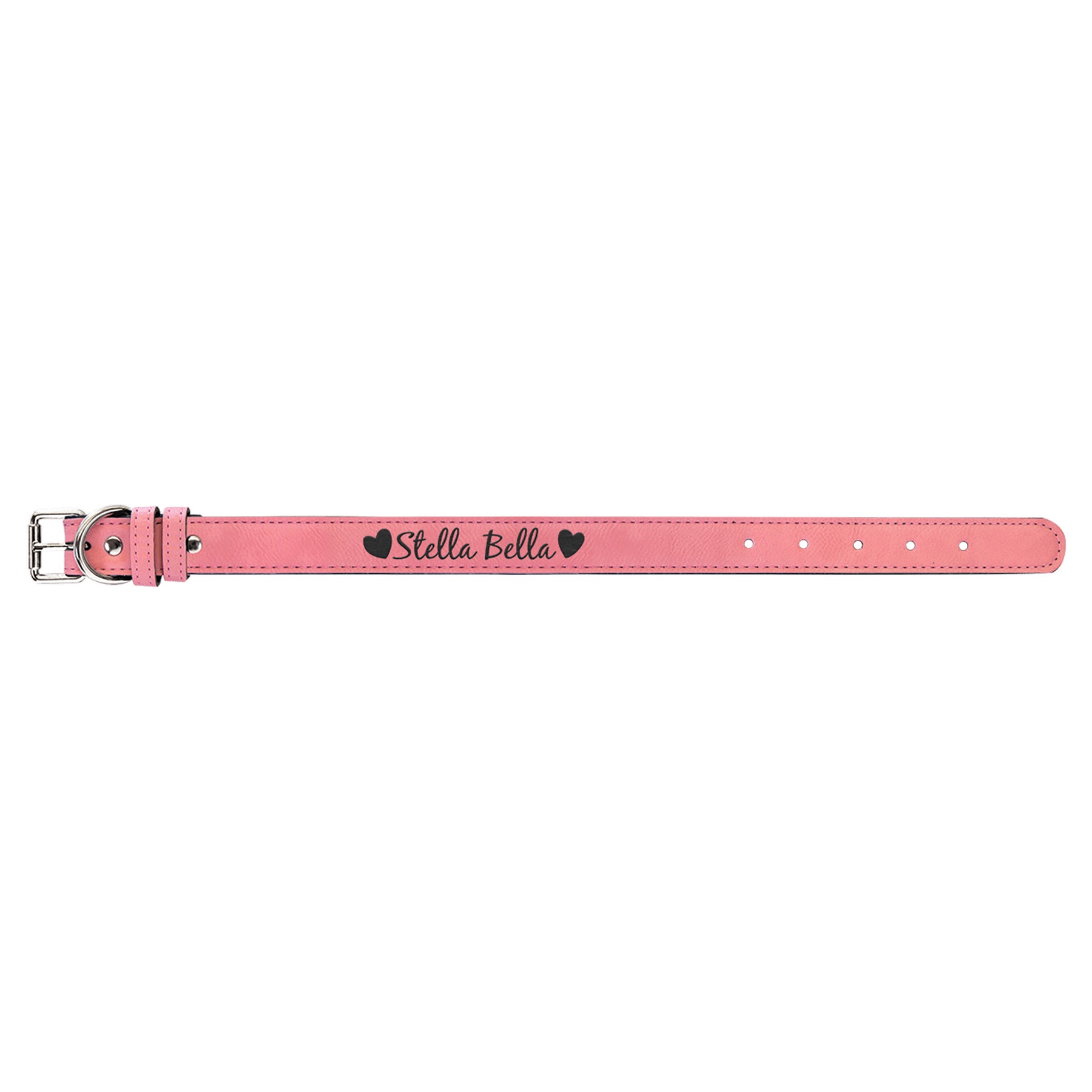 19" x 1" Pink Leatherette Dog Collar 2
