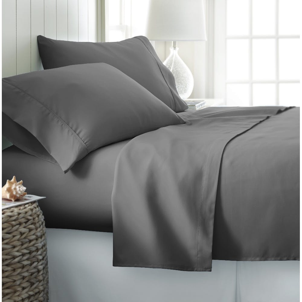 Microfiber Bed Sheet Sets - Gray Full 4 Piece Double-Brushed 2