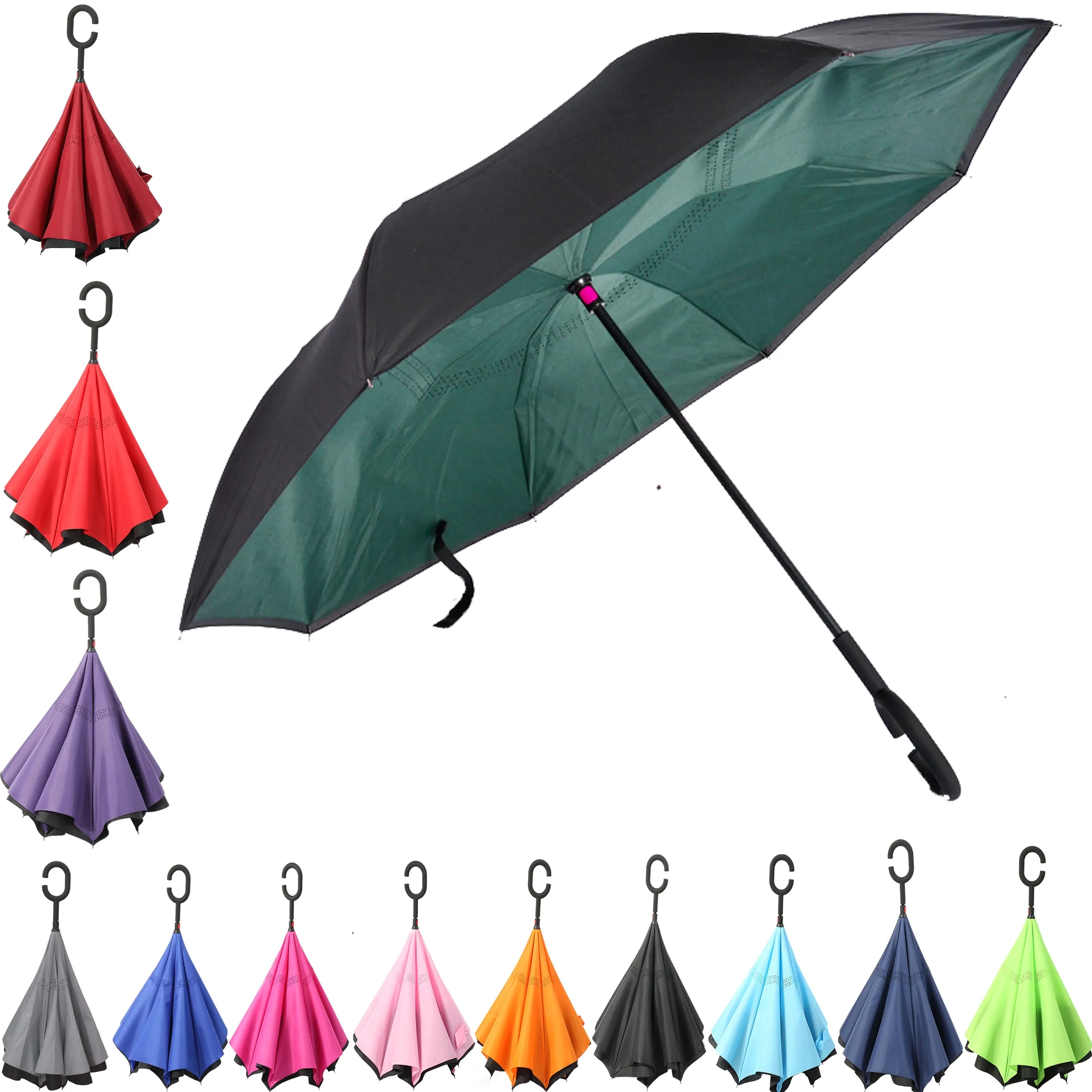 C-shape Handle Inverted Umbrellas 2