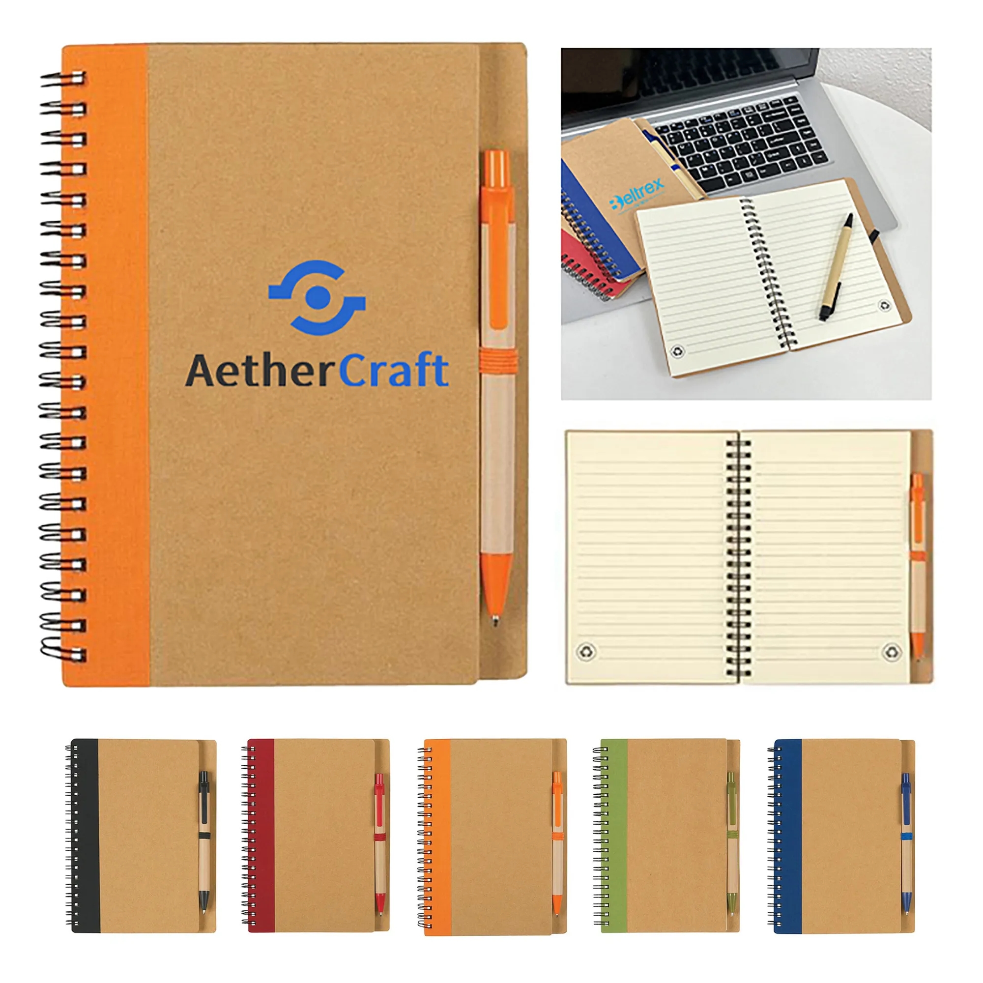 Spiral Bound Notebook with Fabric Cover and Pen 4