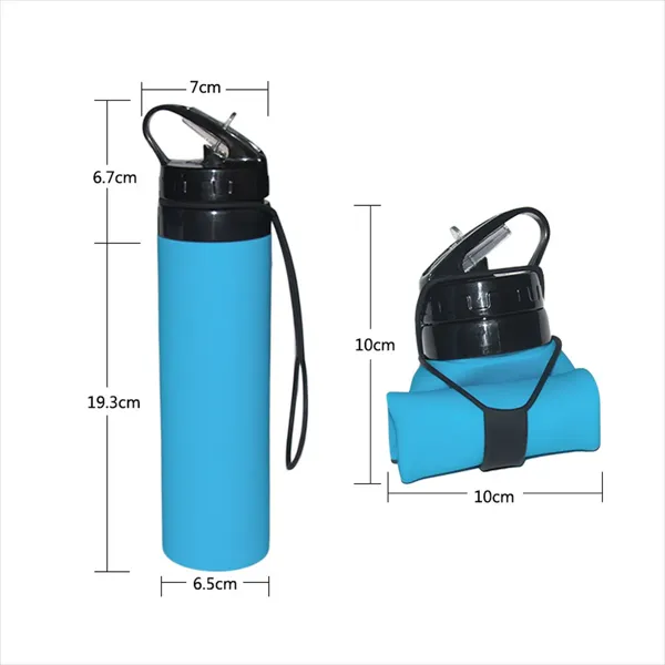 20 Oz Silicone Foldable Folding Sports Water Bottle 3