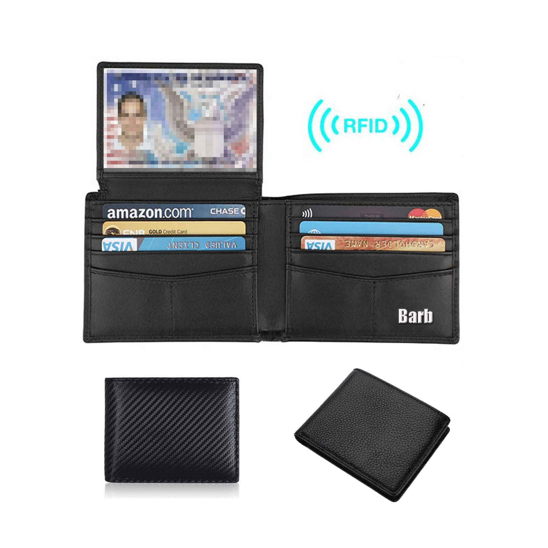RFID Blocking Bifold Men's Genuine Wallet with 2 ID Windows