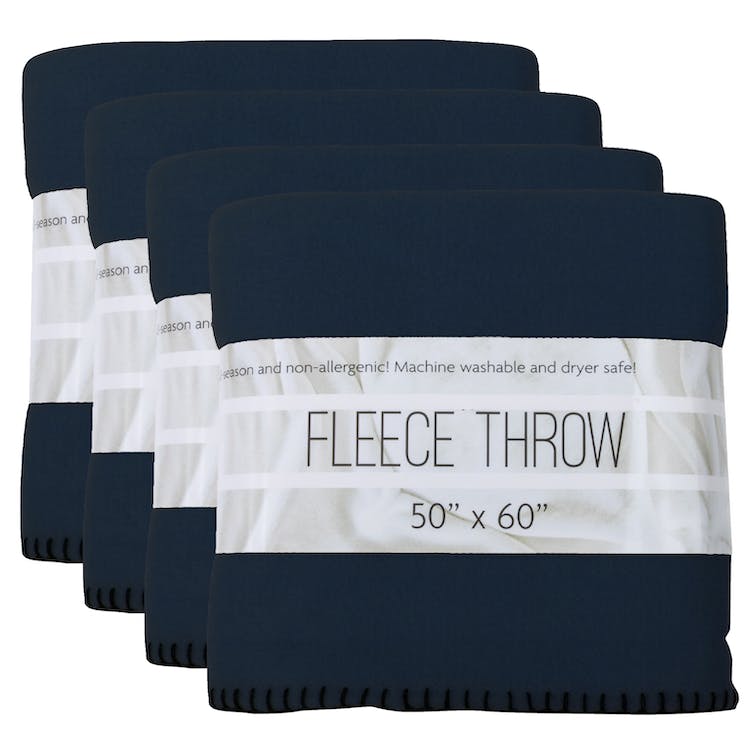 Navy Blue Fleece Blankets - 50" x 60" 1