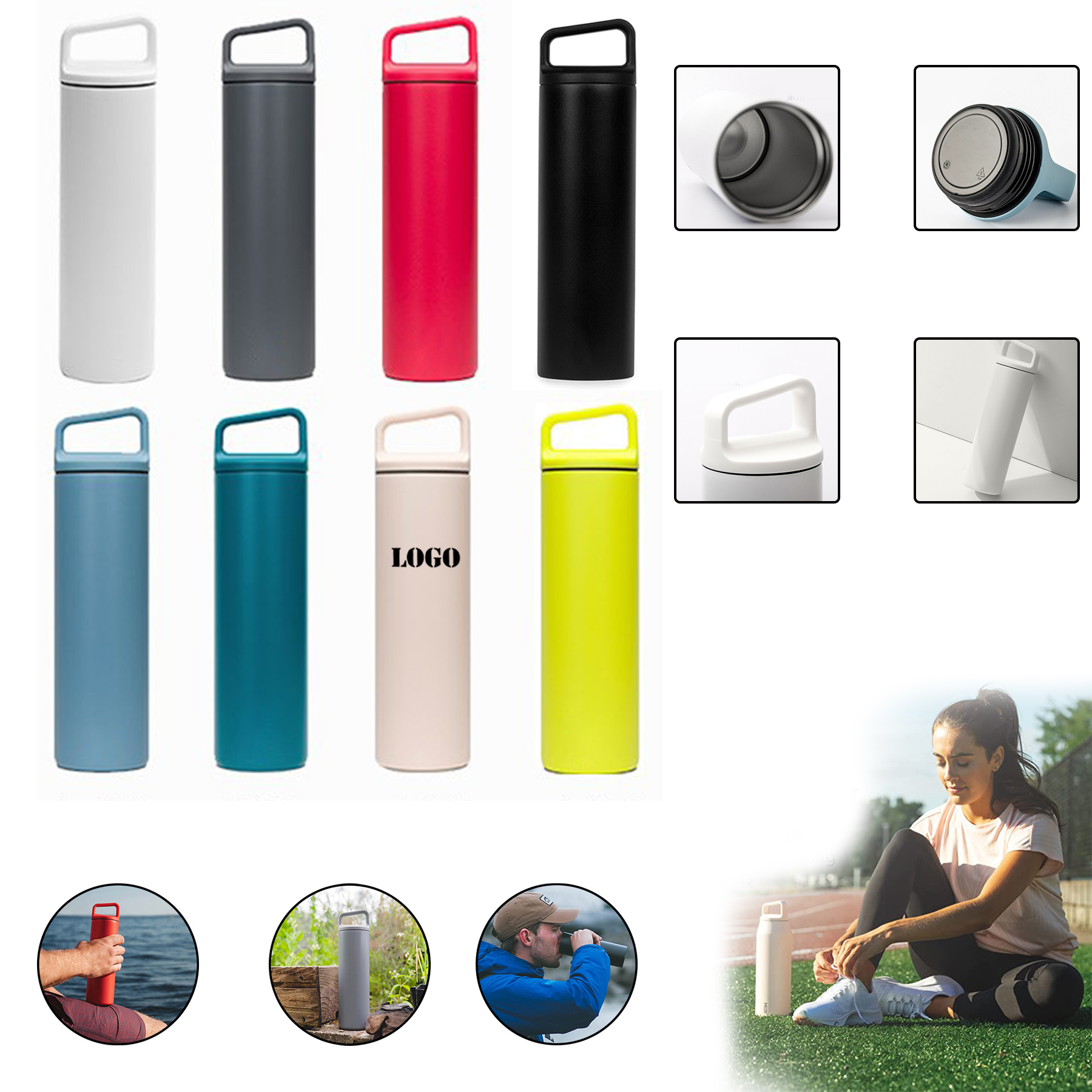 20 oz. Wide Mouth Vacuum Bottle, custom water bottle with logo imprint 2